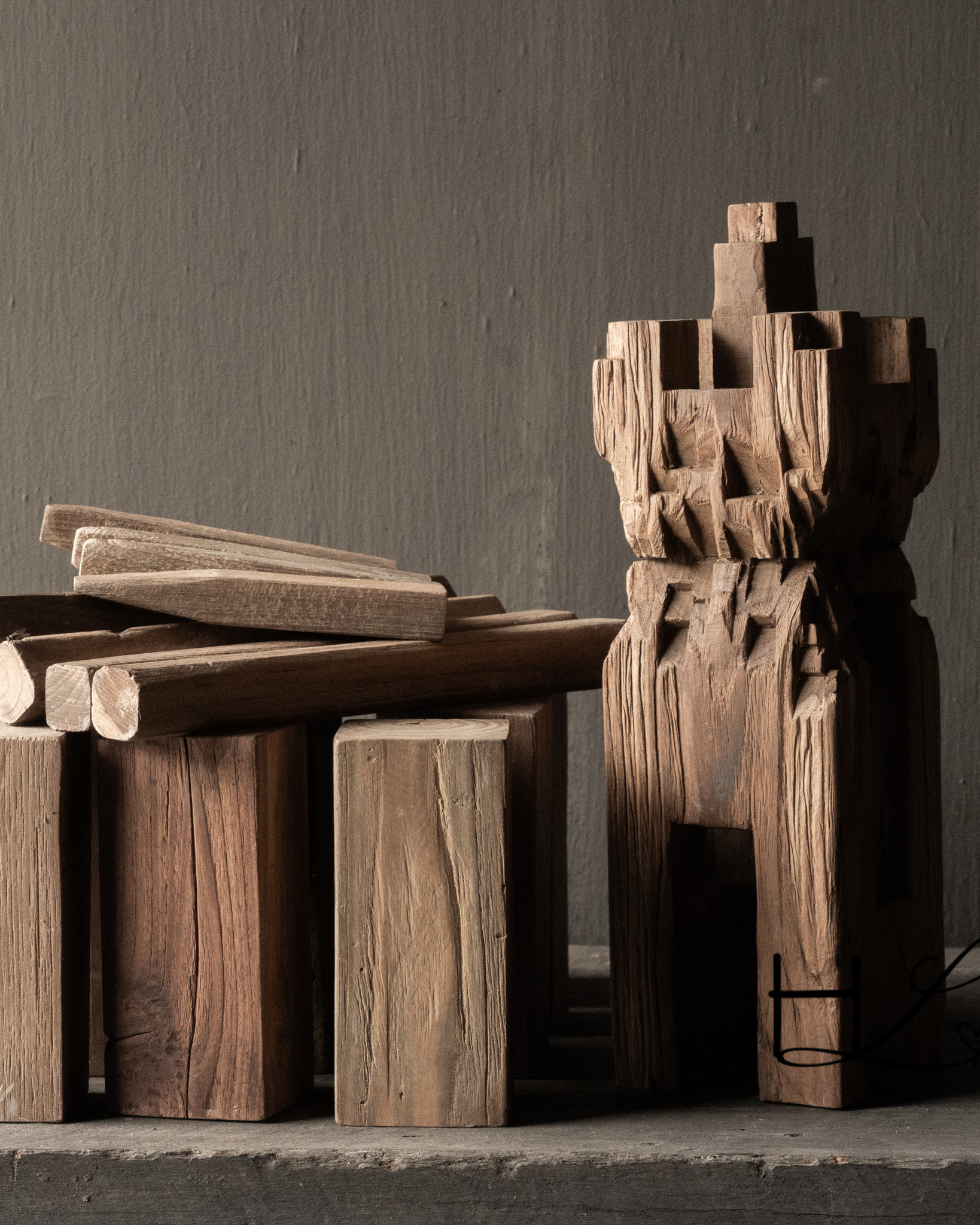 Kubb vikingspel teakhout in jute zak-4