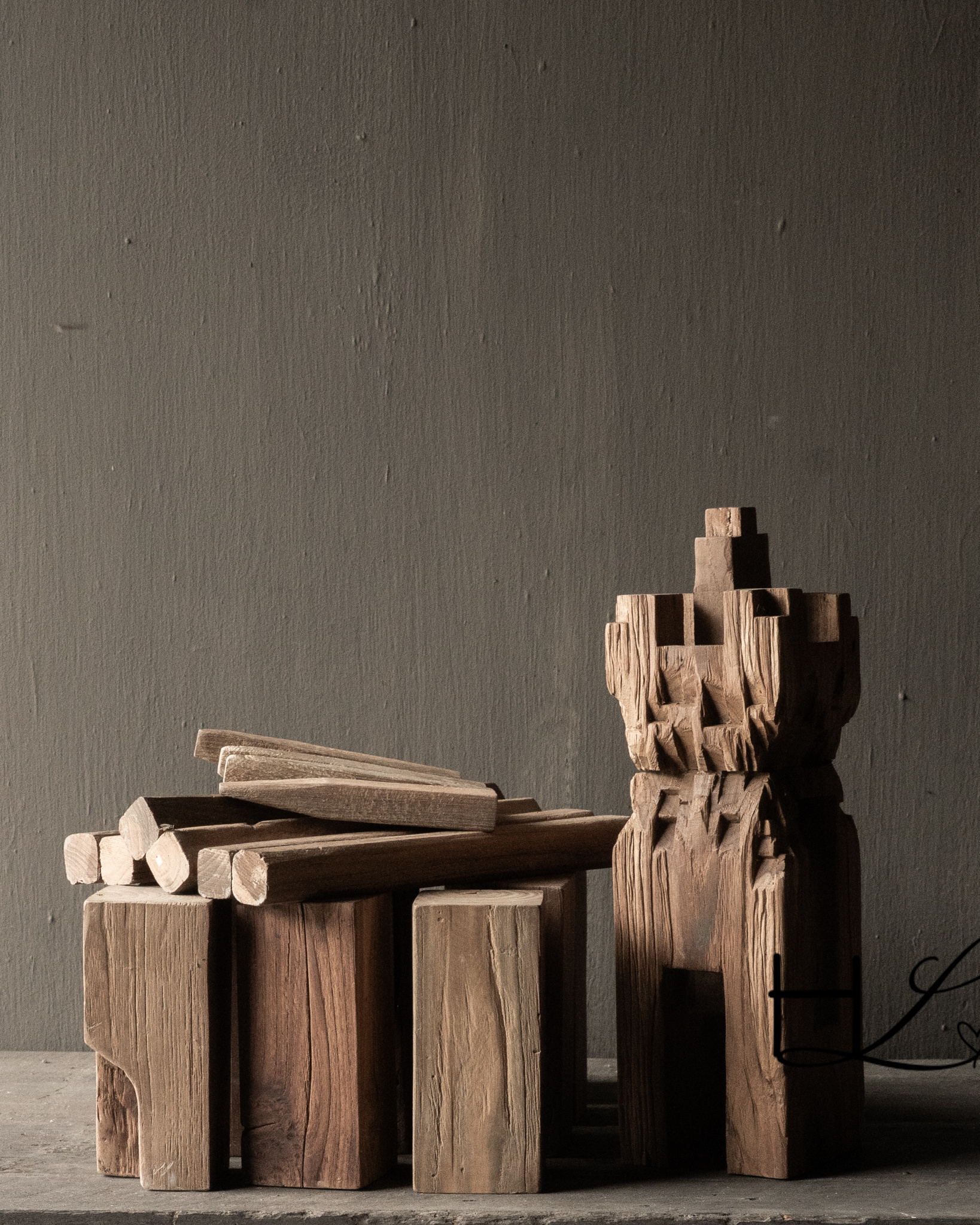 Kubb vikingspel teakhout in jute zak-1