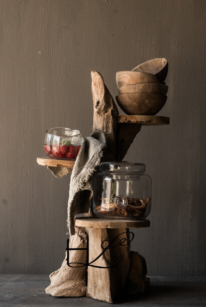 Sturdy wooden tiered stand made of old wood