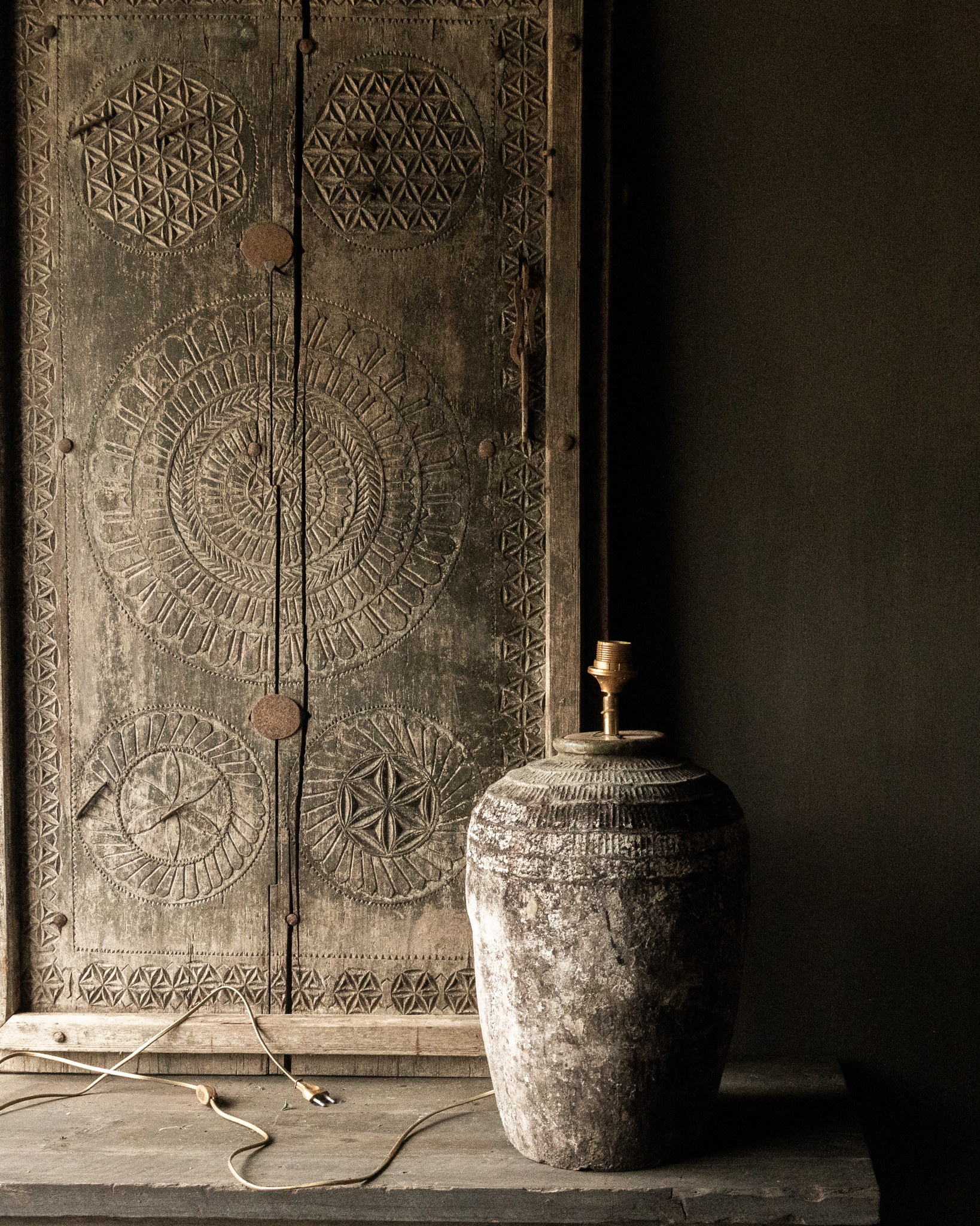 Kruiklamp gemaakt van oude Rijst kruik-2