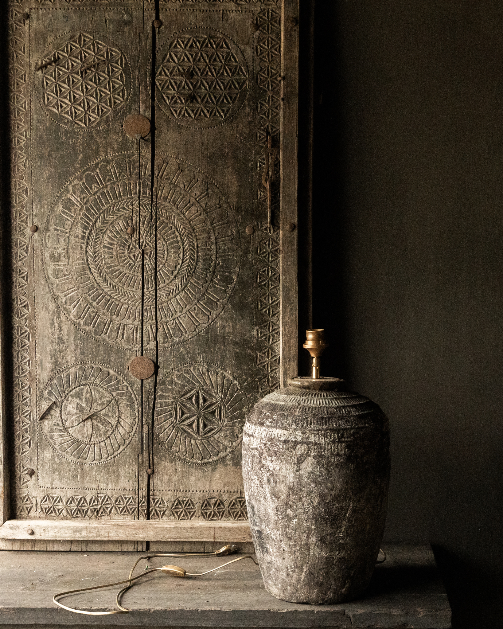 Kruiklamp gemaakt van oude Rijst kruik-3