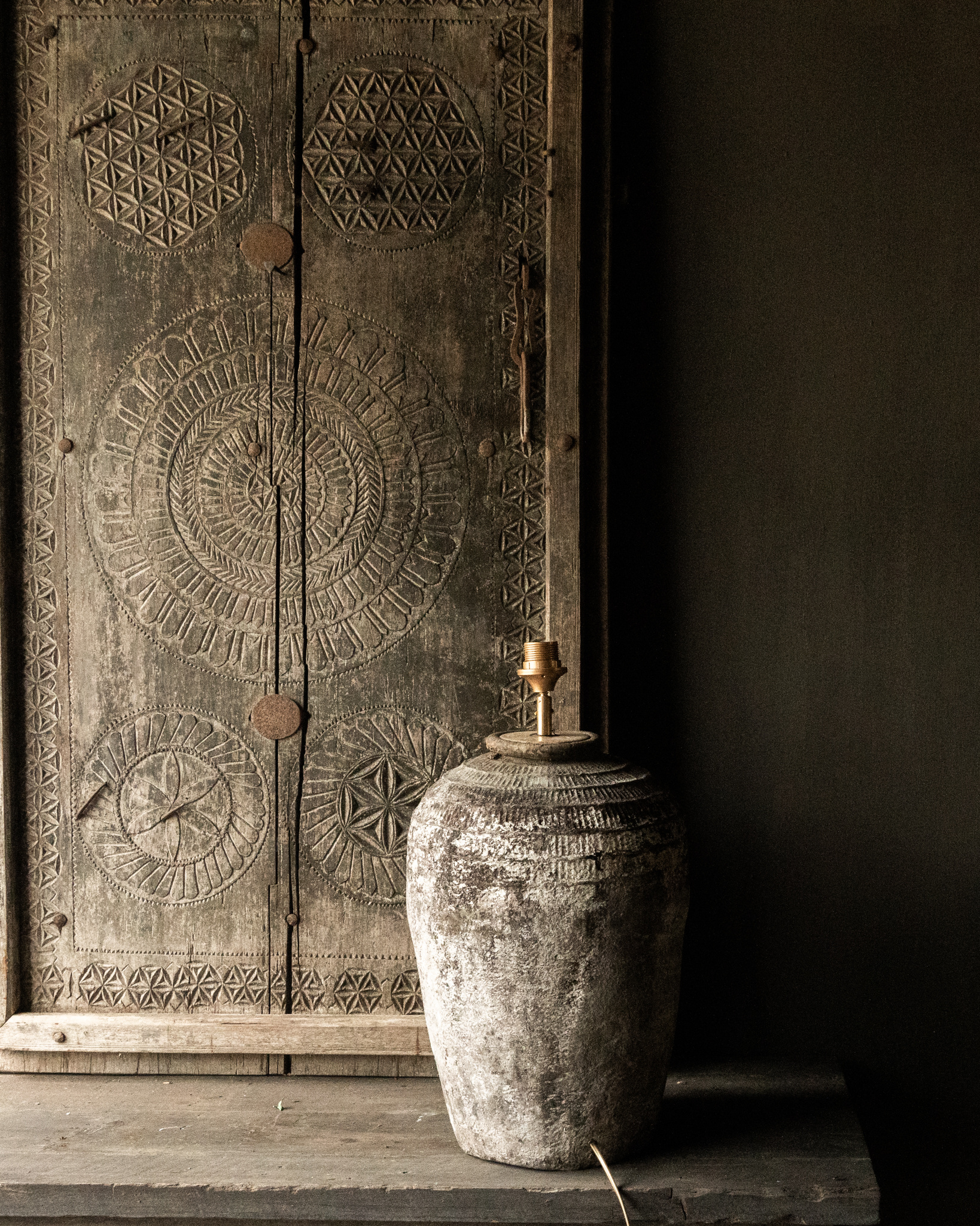 Kruiklamp gemaakt van oude Rijst kruik-4