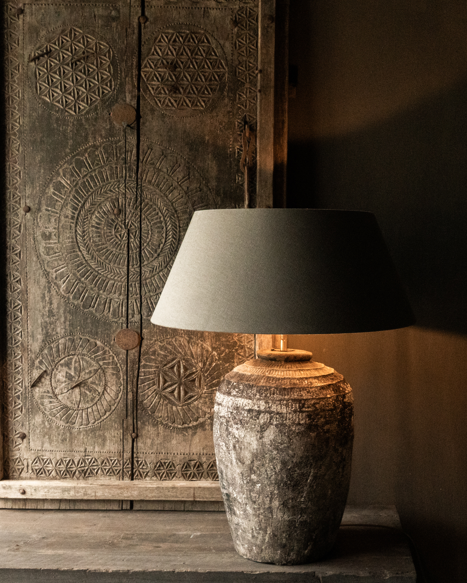 Kruiklamp gemaakt van oude Rijst kruik-6