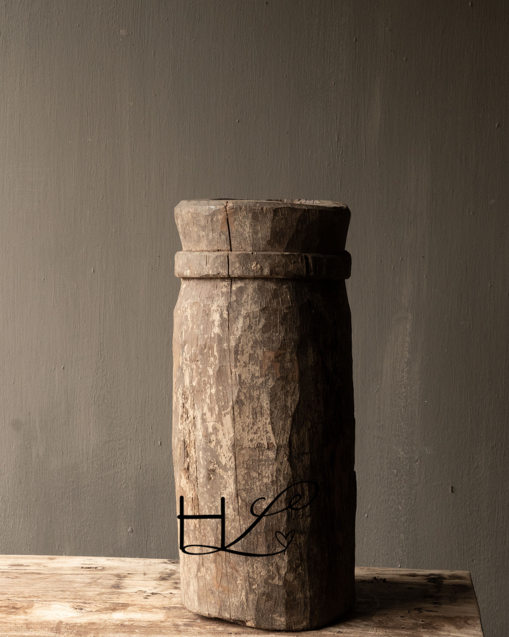 Unique Imperfect Wooden Mortar – Authentic & Weathered-4