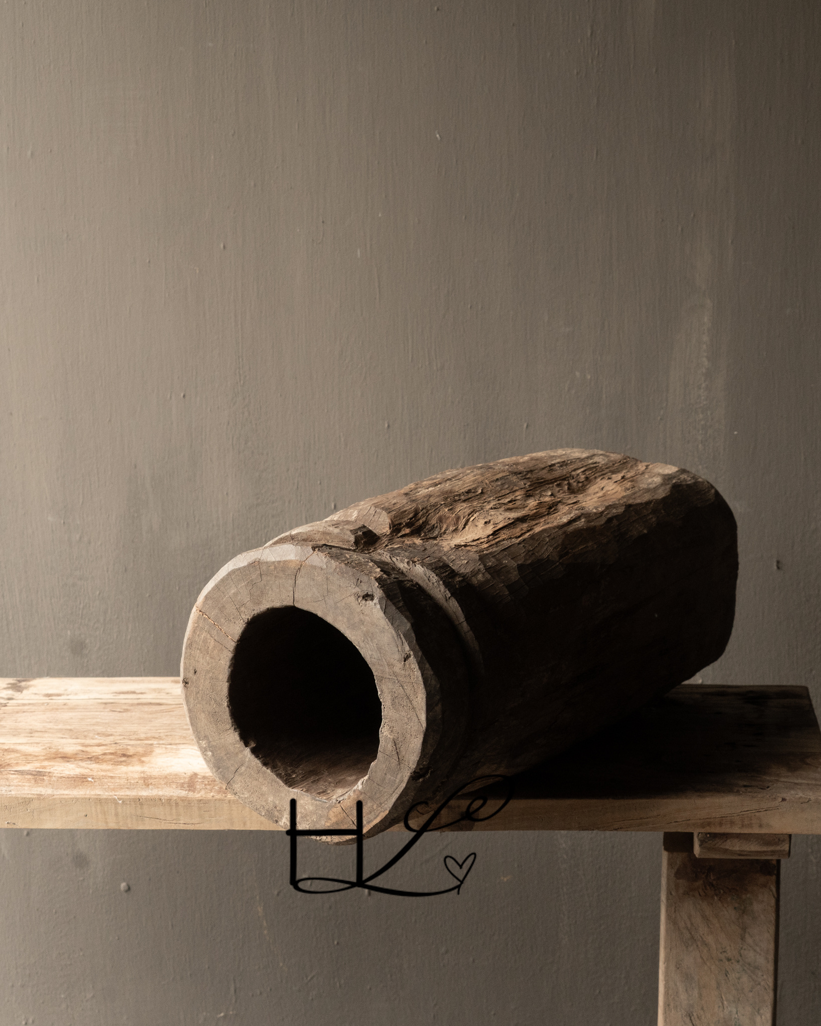 Unique Imperfect Wooden Mortar – Authentic & Weathered-7