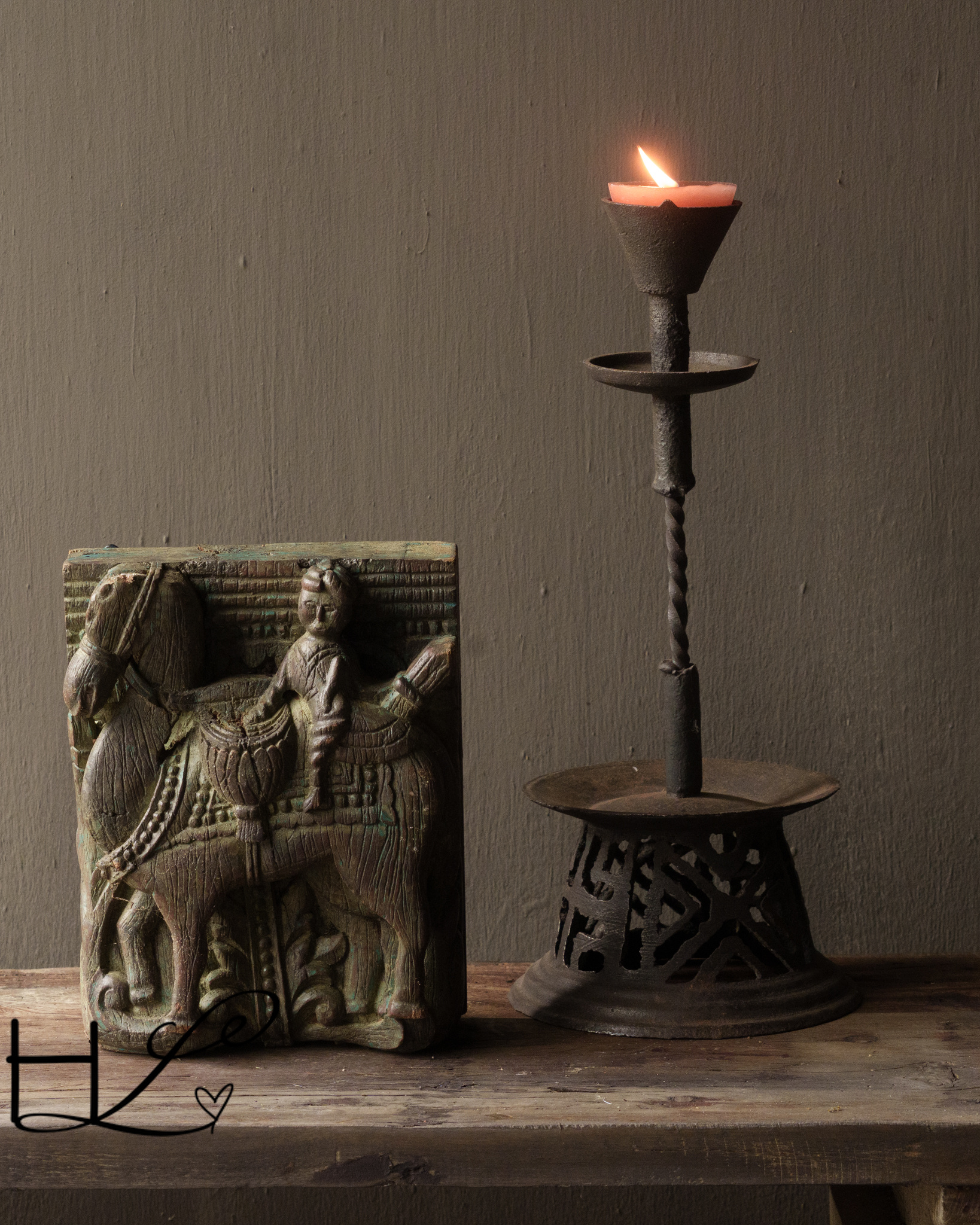 Uniek handgesneden houten ornament – India-2