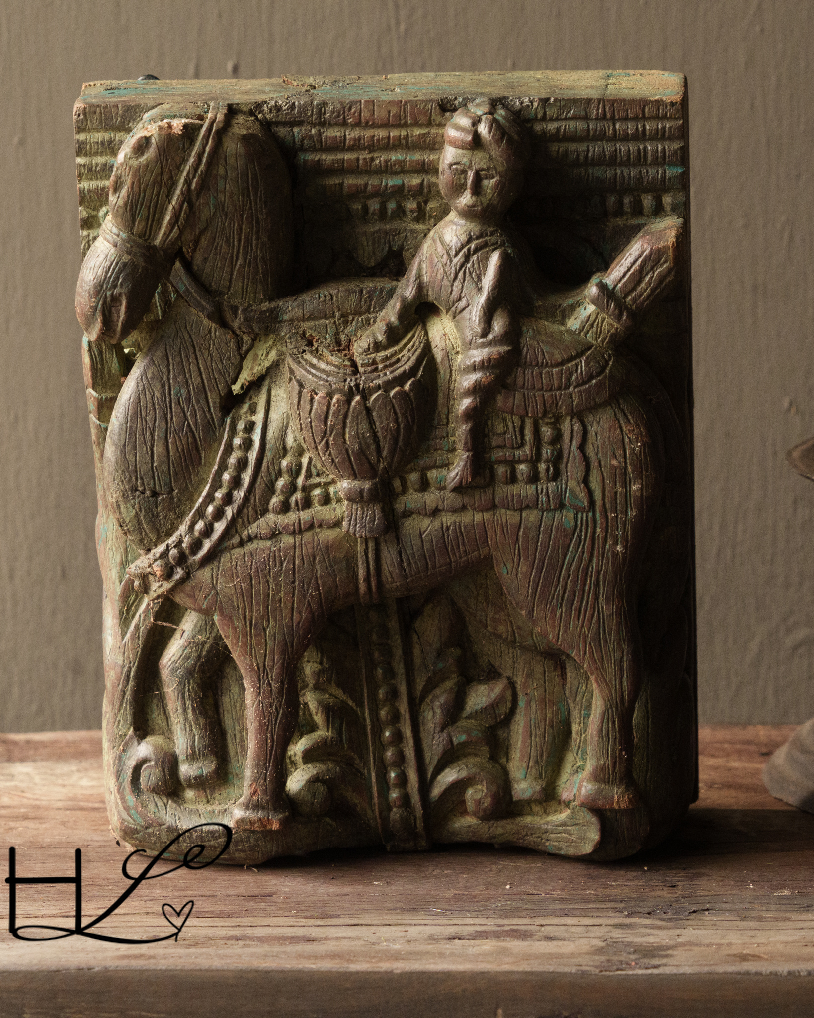 Uniek handgesneden houten ornament – India-1