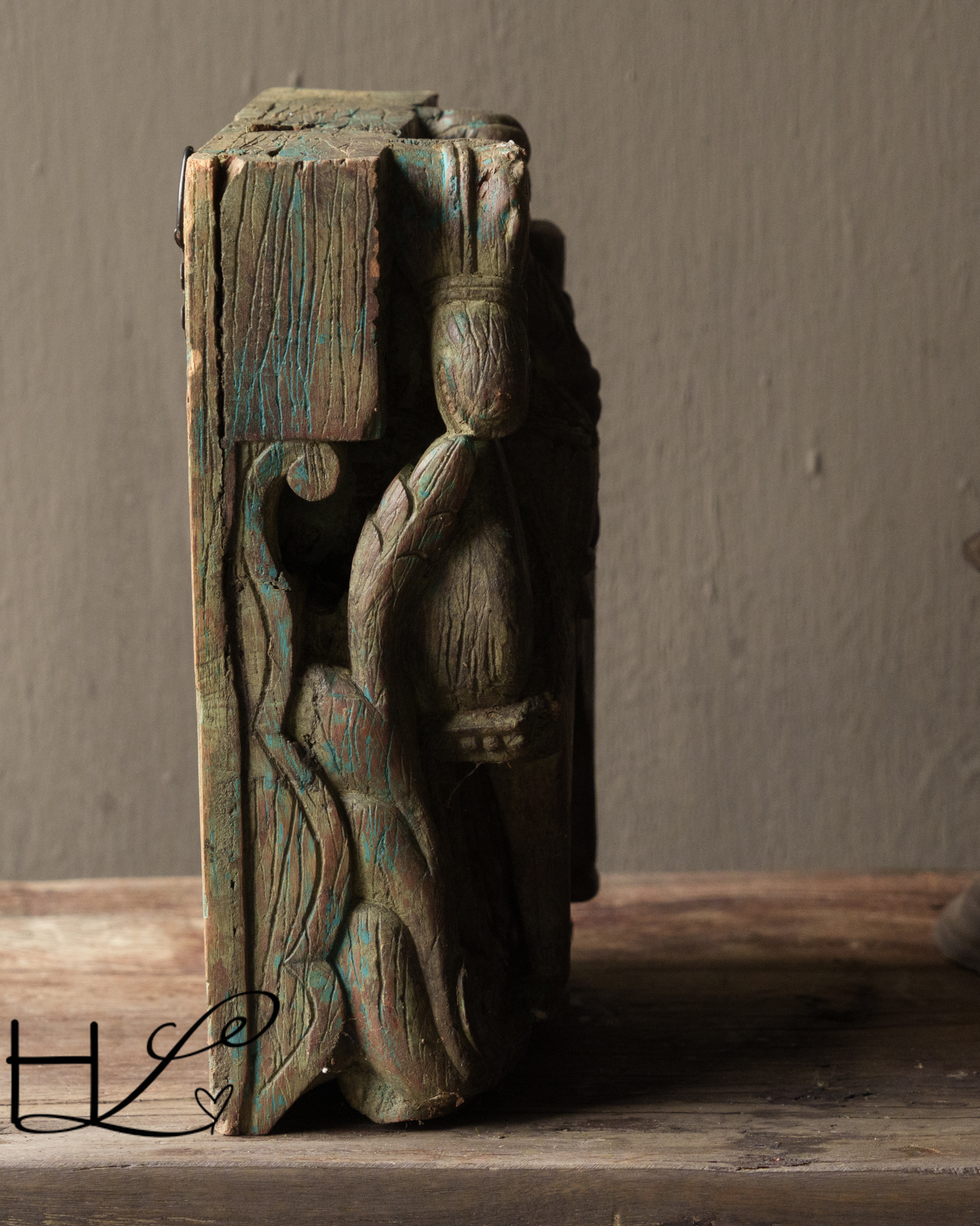 Uniek handgesneden houten ornament – India-3