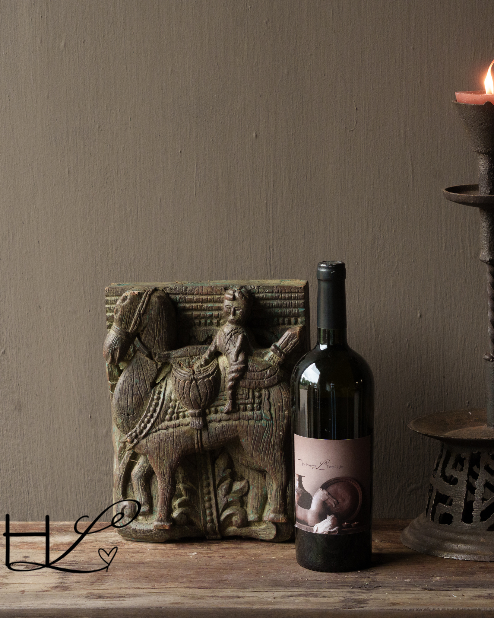 Uniek handgesneden houten ornament – India-5