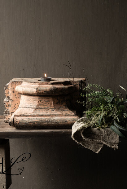 Oude Houten Poer Kandelaar India – Authentiek & Uniek