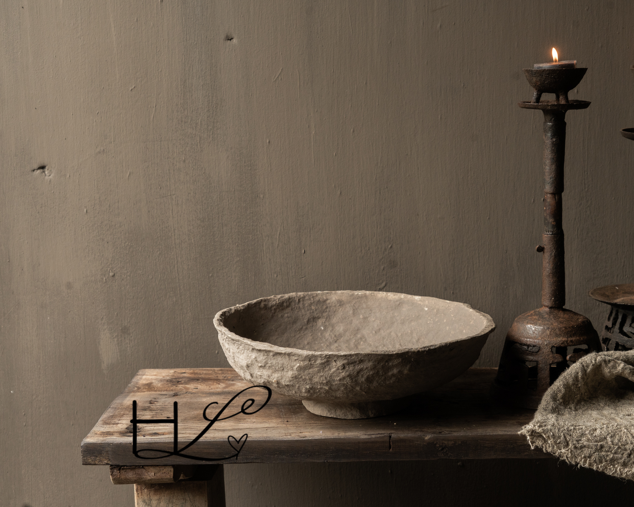 Papier-maché Kom – India kleur greige-2