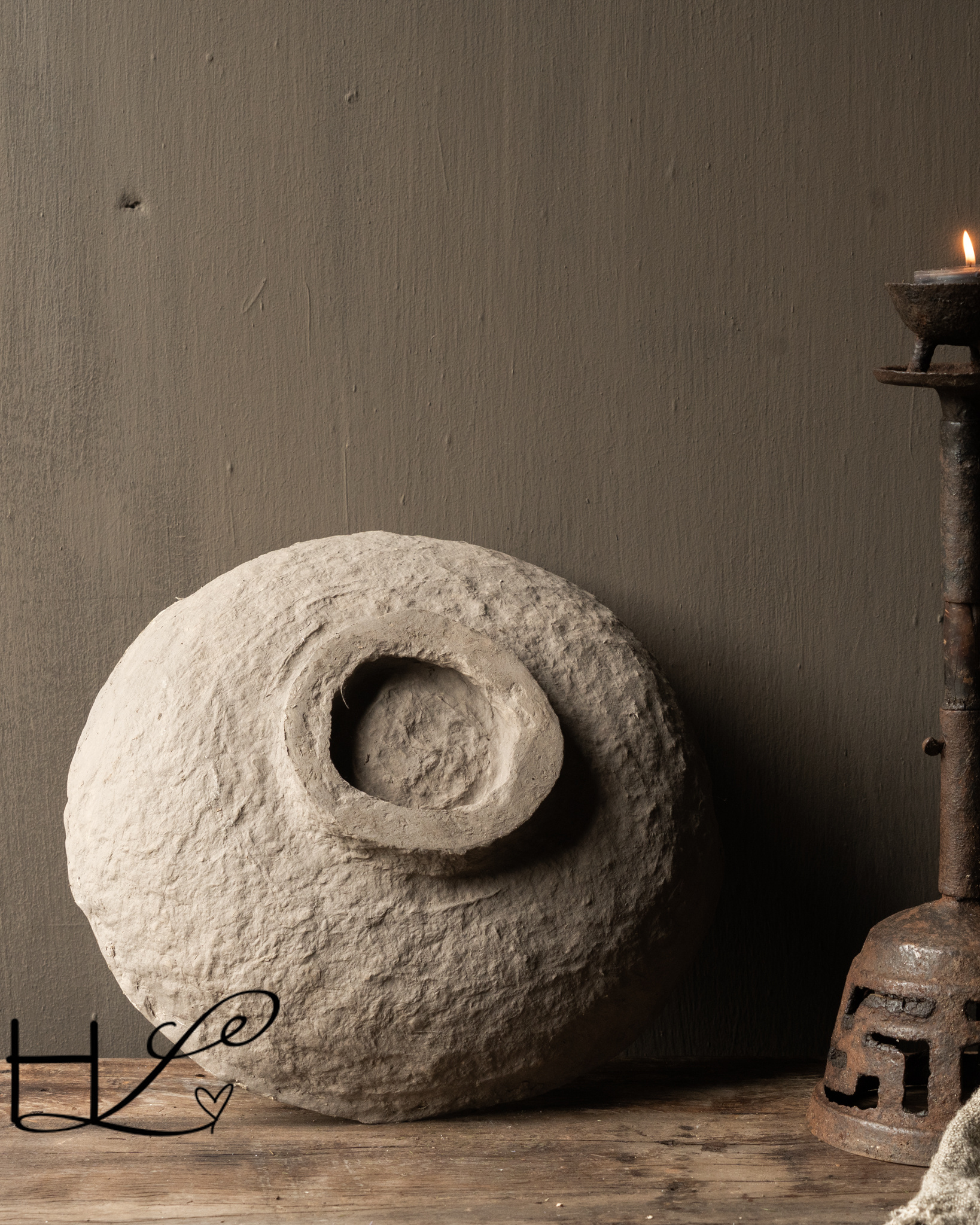 Papier-maché Kom – India kleur greige-7