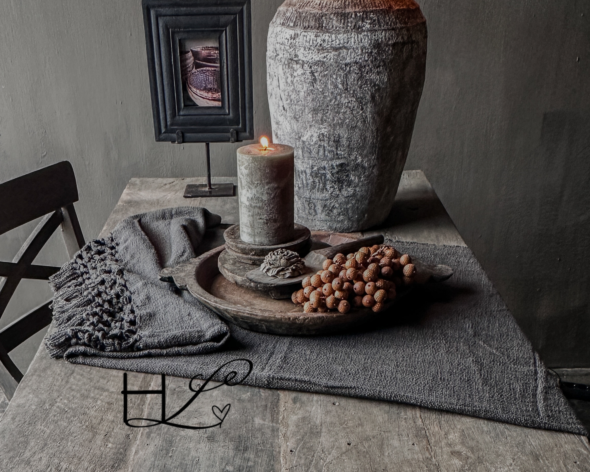 Plaid/Tischdecke Leinen/Baumwolle | Anthrazit-2