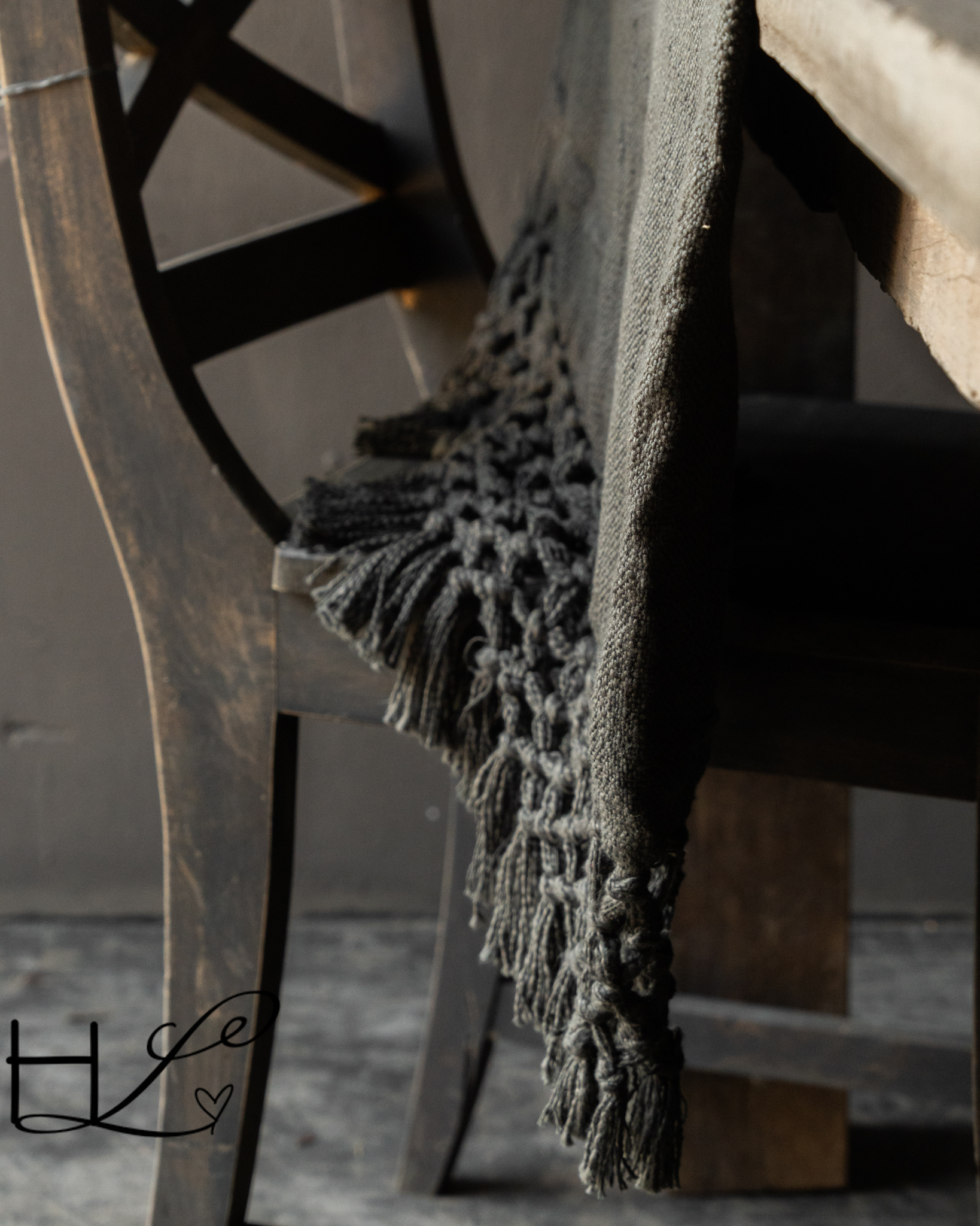 Plaid/Tischdecke Leinen/Baumwolle | Anthrazit-1