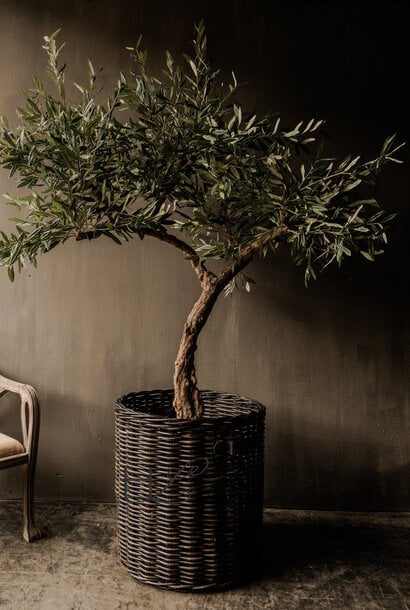 Beautiful artificial olive tree with a real trunk