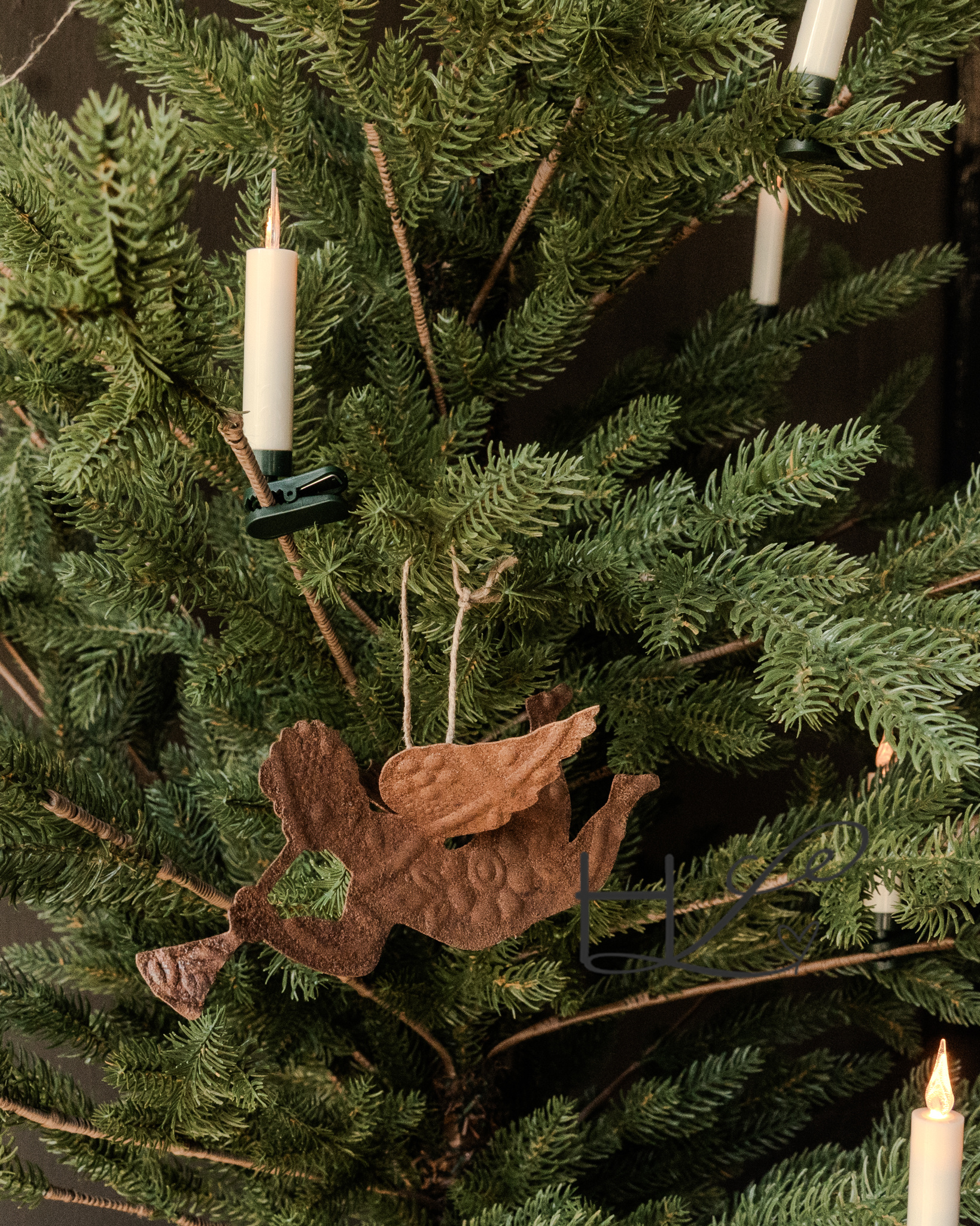 rusty iron hanging trumpet angel-2