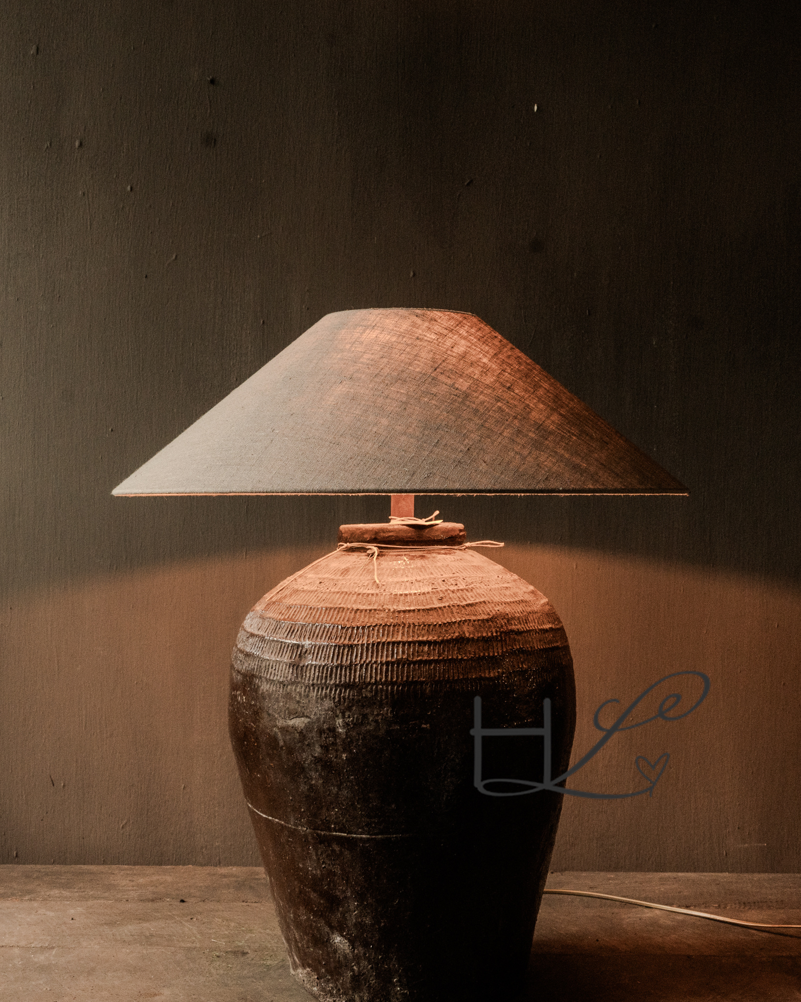 Kruiklamp gemaakt van oude Rijst kruik-2