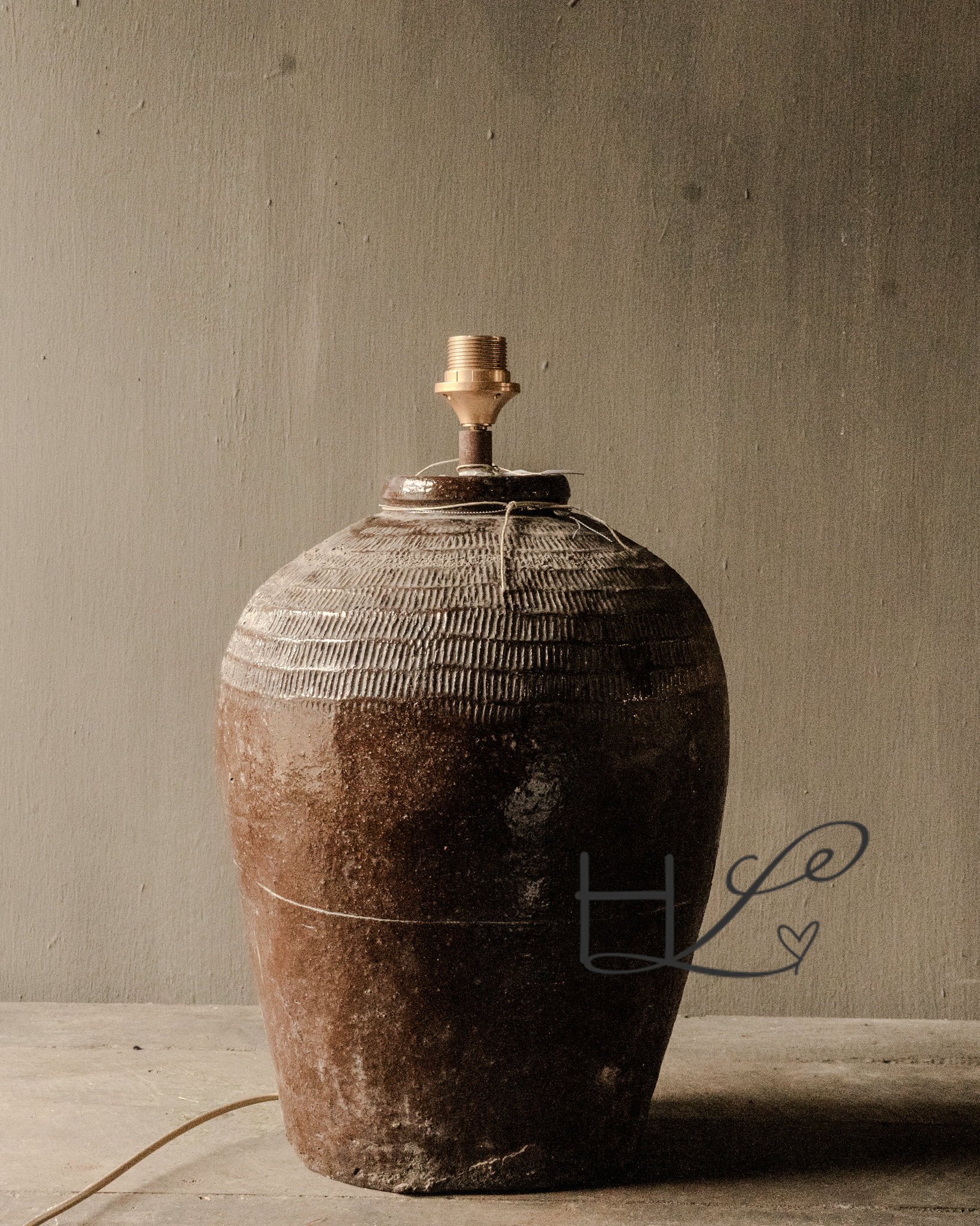 Kruiklamp gemaakt van oude Rijst kruik-3