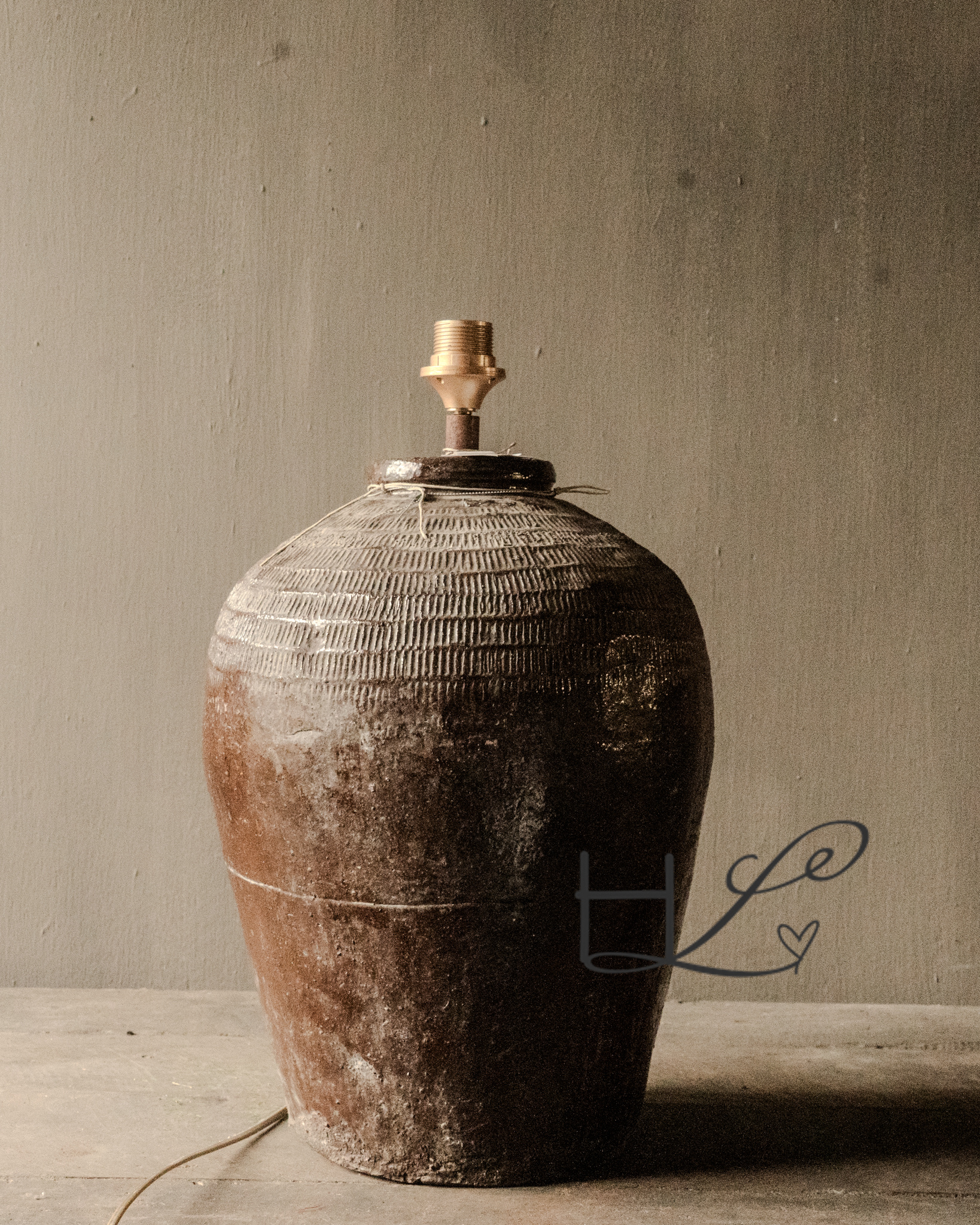 Kruiklamp gemaakt van oude Rijst kruik-4