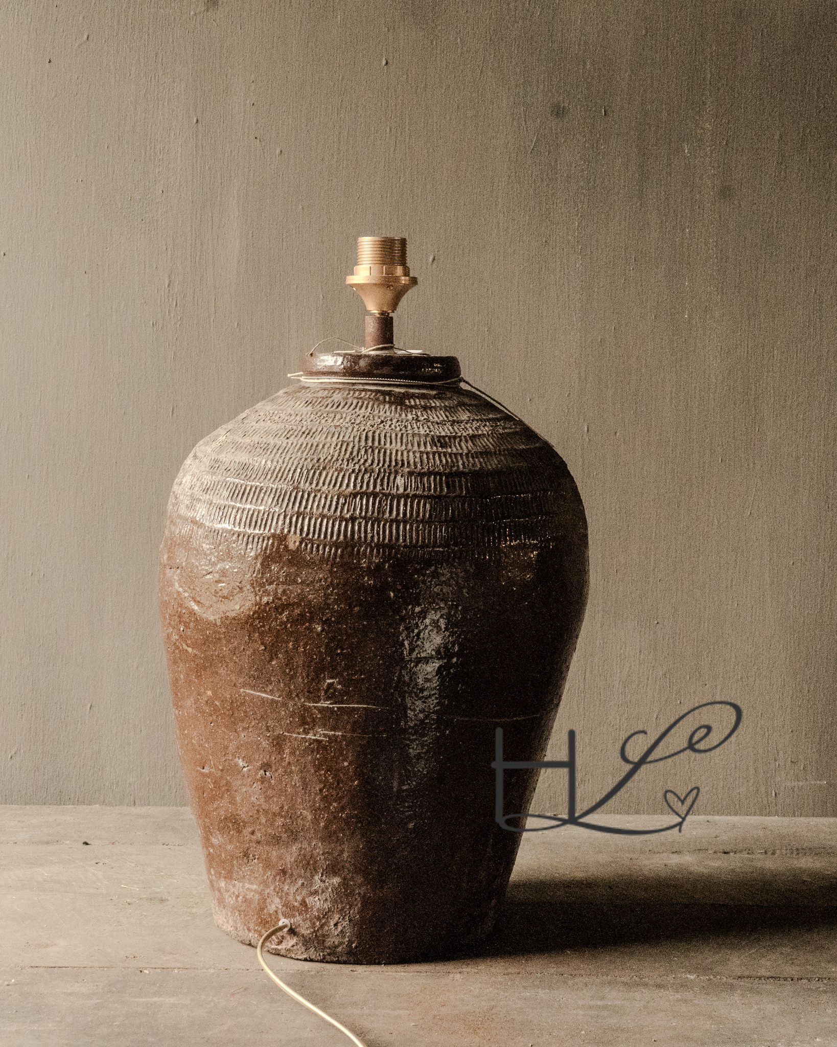 Kruiklamp gemaakt van oude Rijst kruik-5