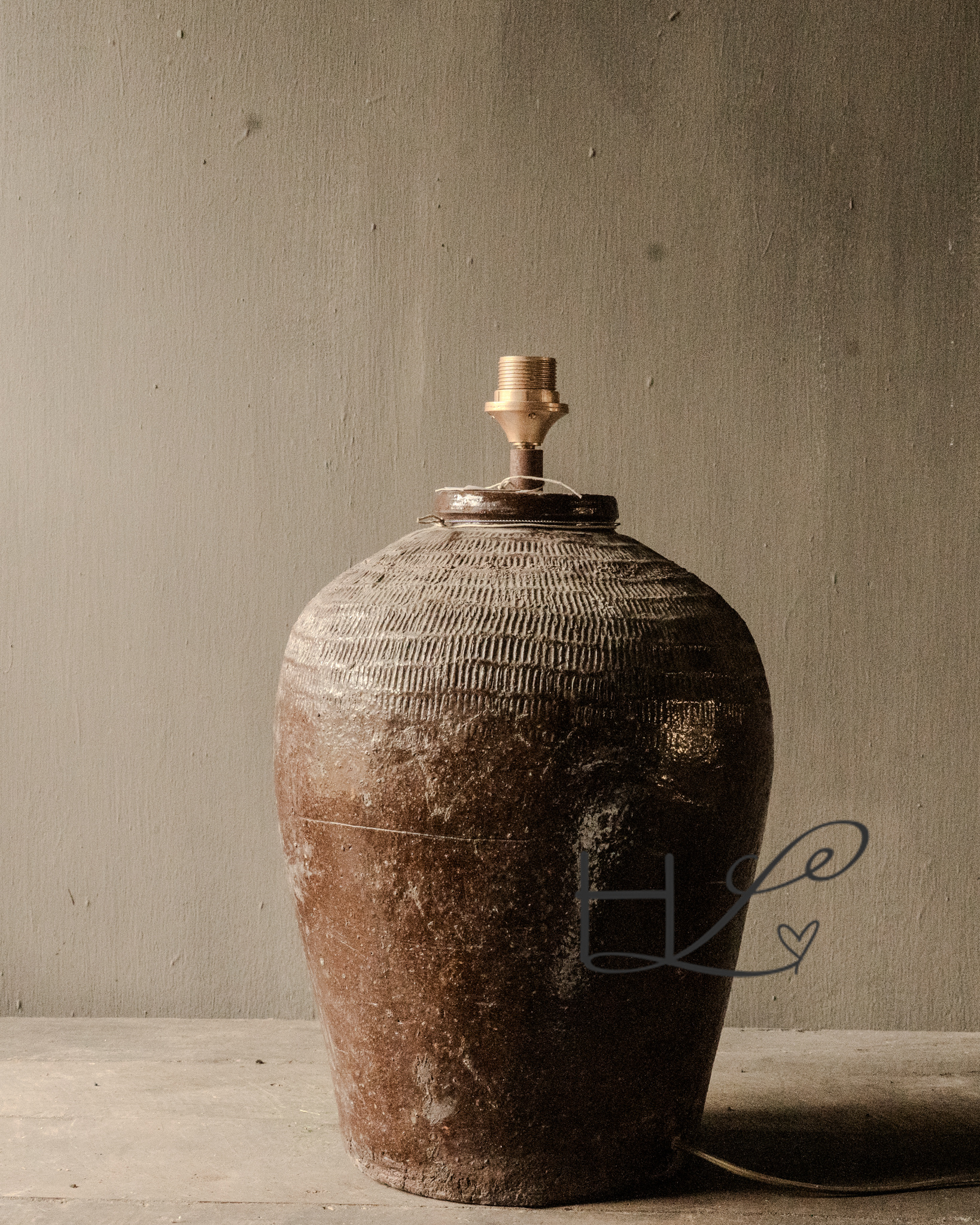 Kruiklamp gemaakt van oude Rijst kruik-6