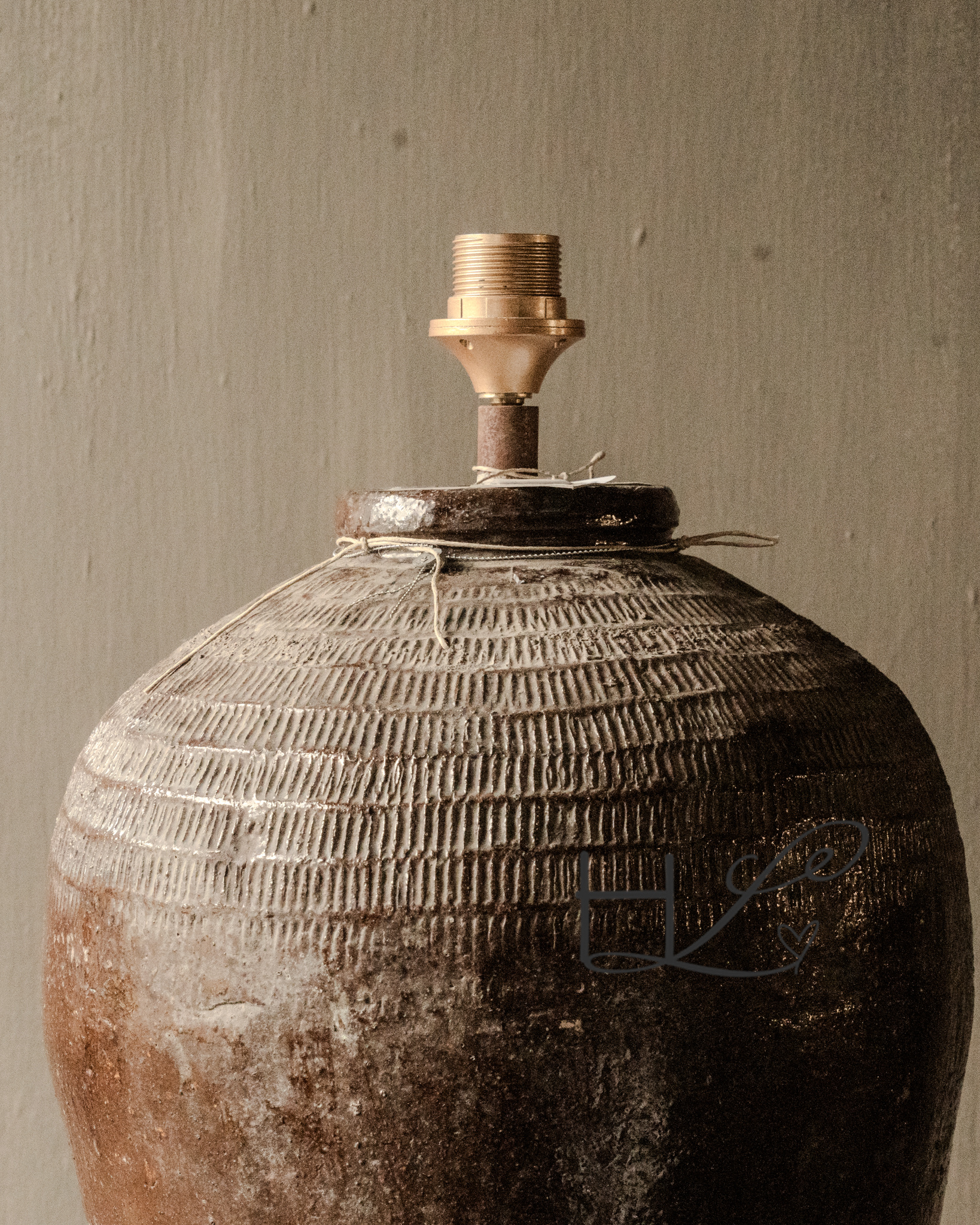 Kruiklamp gemaakt van oude Rijst kruik-7