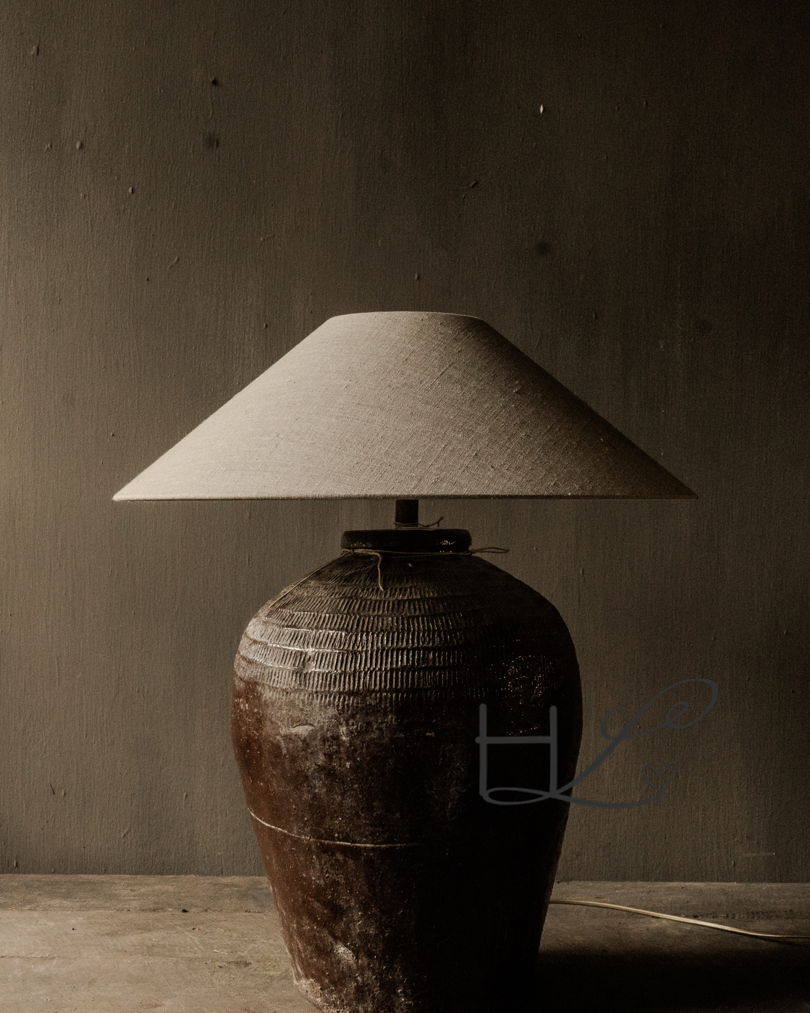 Kruiklamp gemaakt van oude Rijst kruik-8