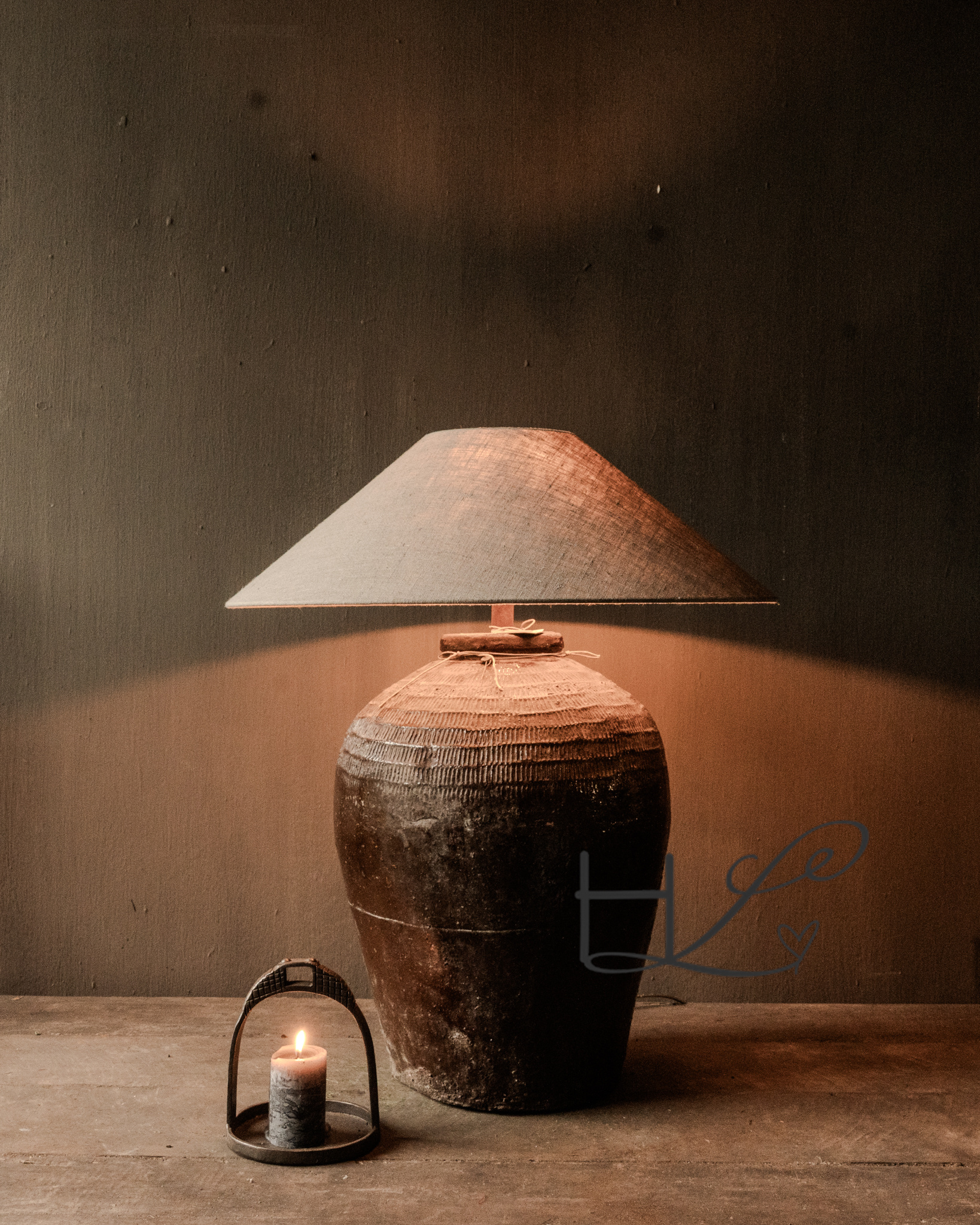 Kruiklamp gemaakt van oude Rijst kruik-1