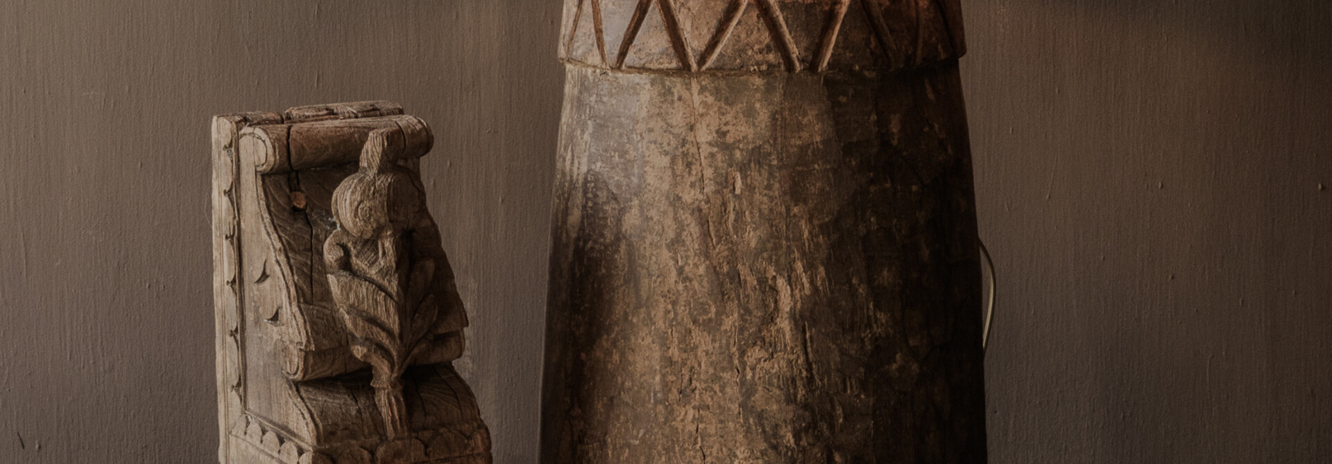 Stoer Uniek Houten kruiklamp van Antieke kruik