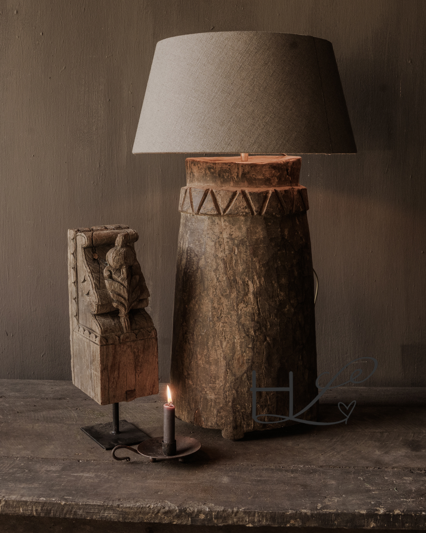 Stoer Uniek Houten kruiklamp van Antieke kruik-1