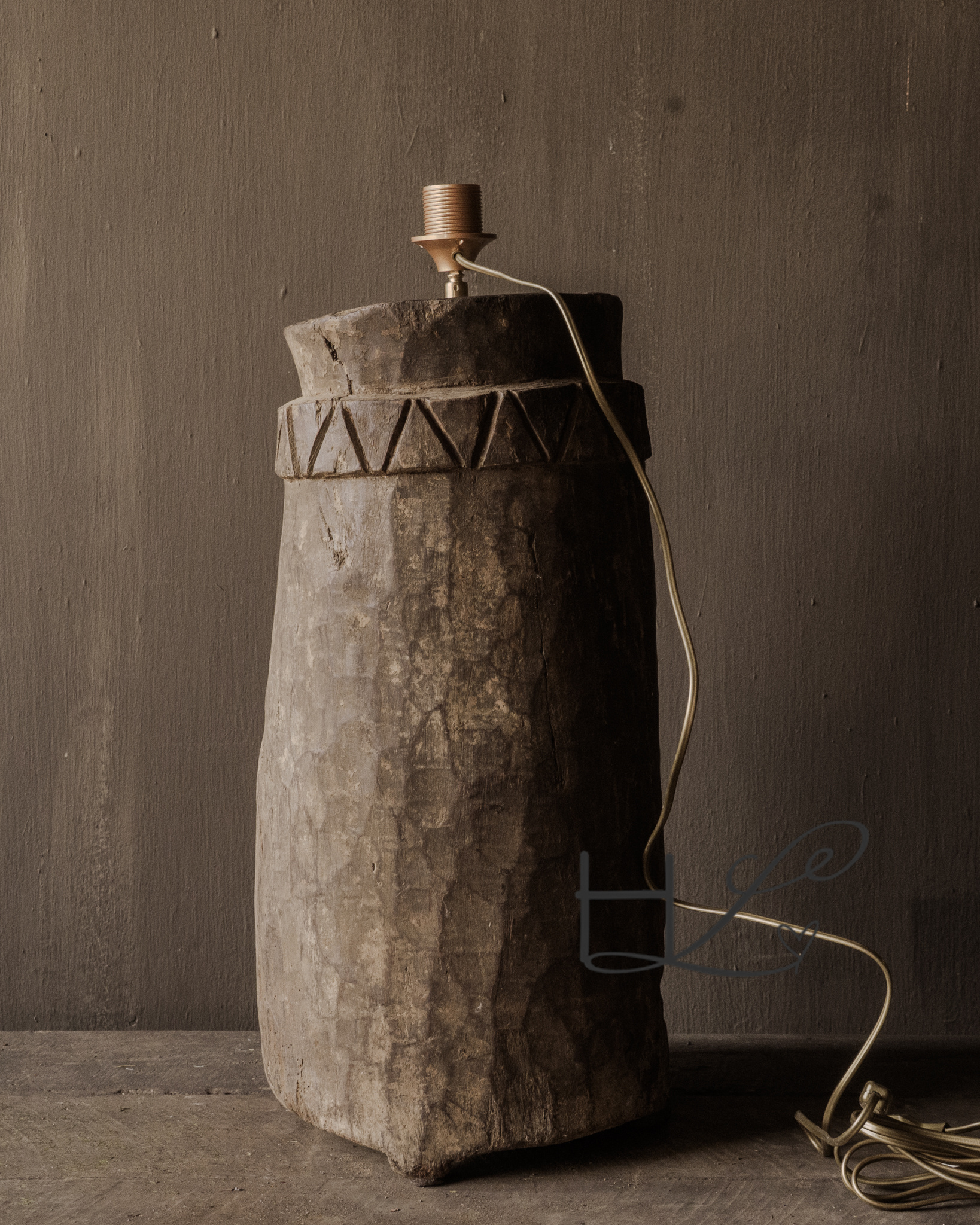 Stoer Uniek Houten kruiklamp van Antieke kruik-3