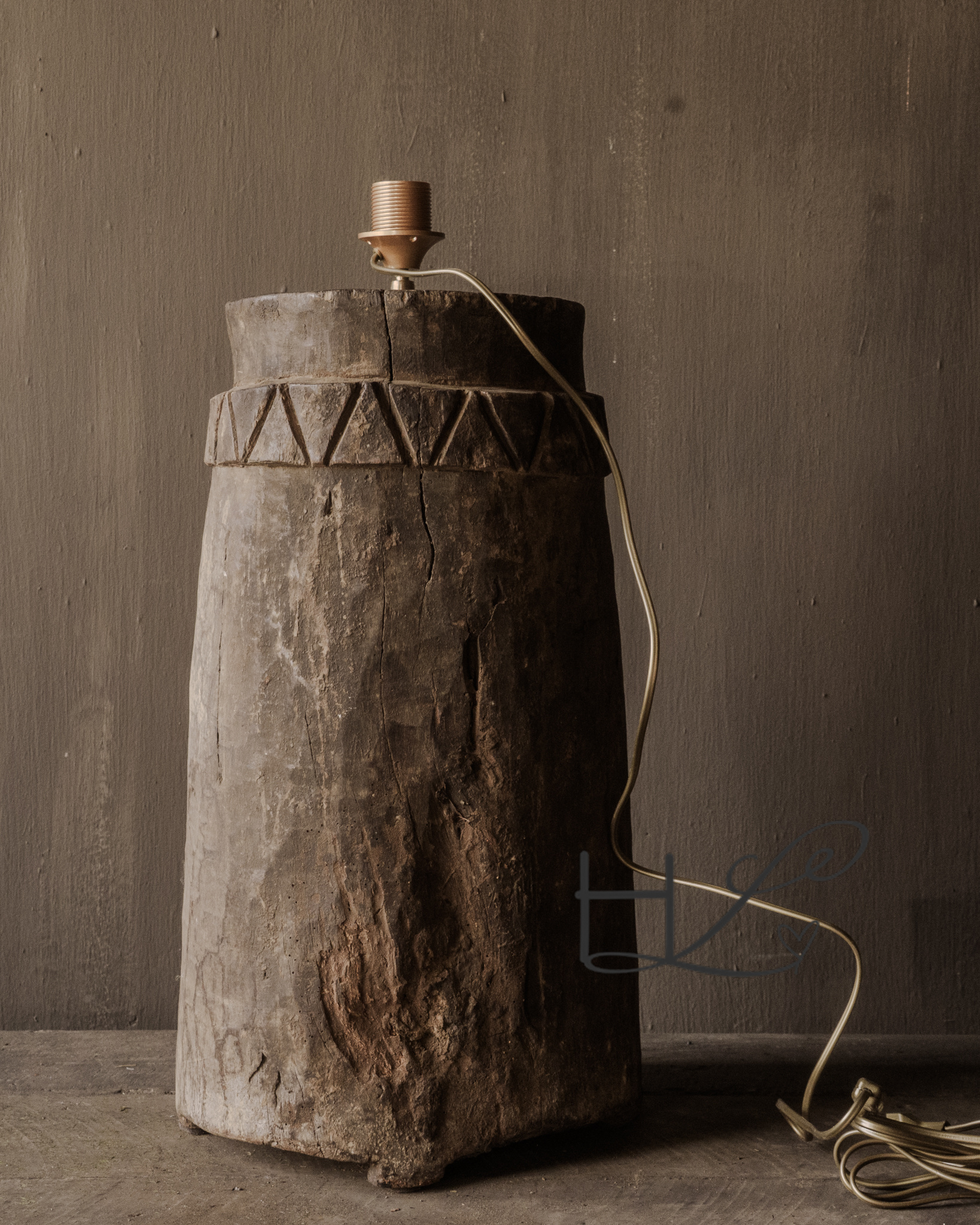 Stoer Uniek Houten kruiklamp van Antieke kruik-4