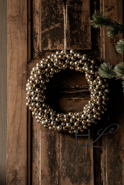 glazen balletjes krans Antique Silver