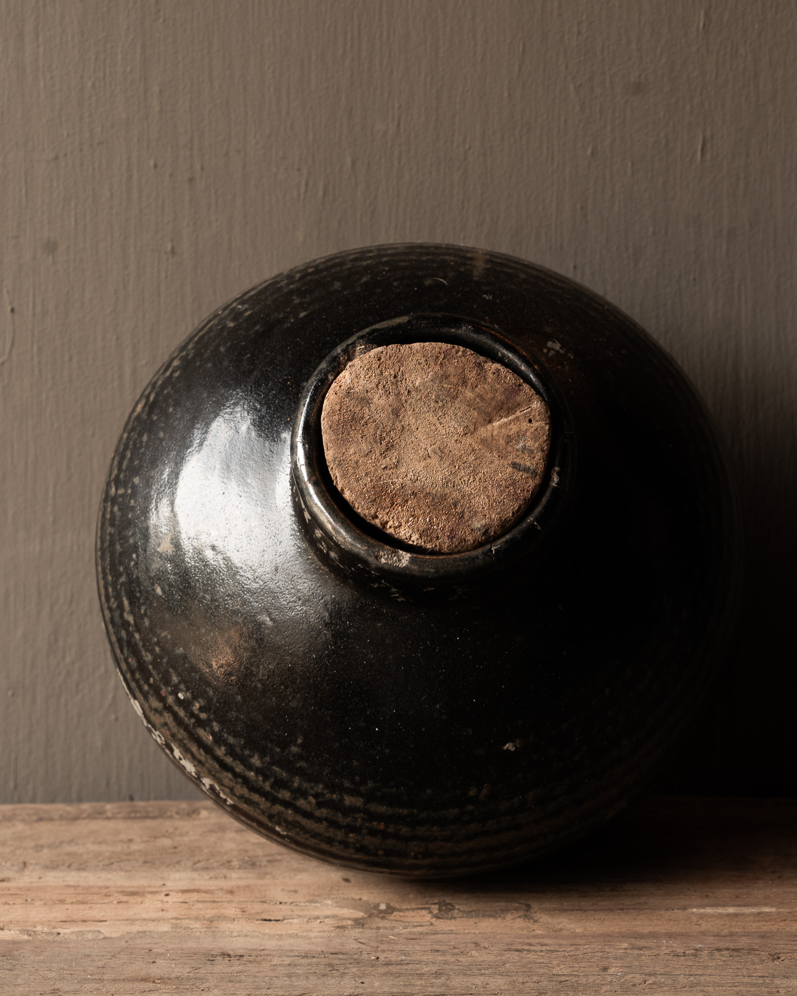 Uniek Wabi Sabi Authentiek geglazuurde kruik met originele dop-5