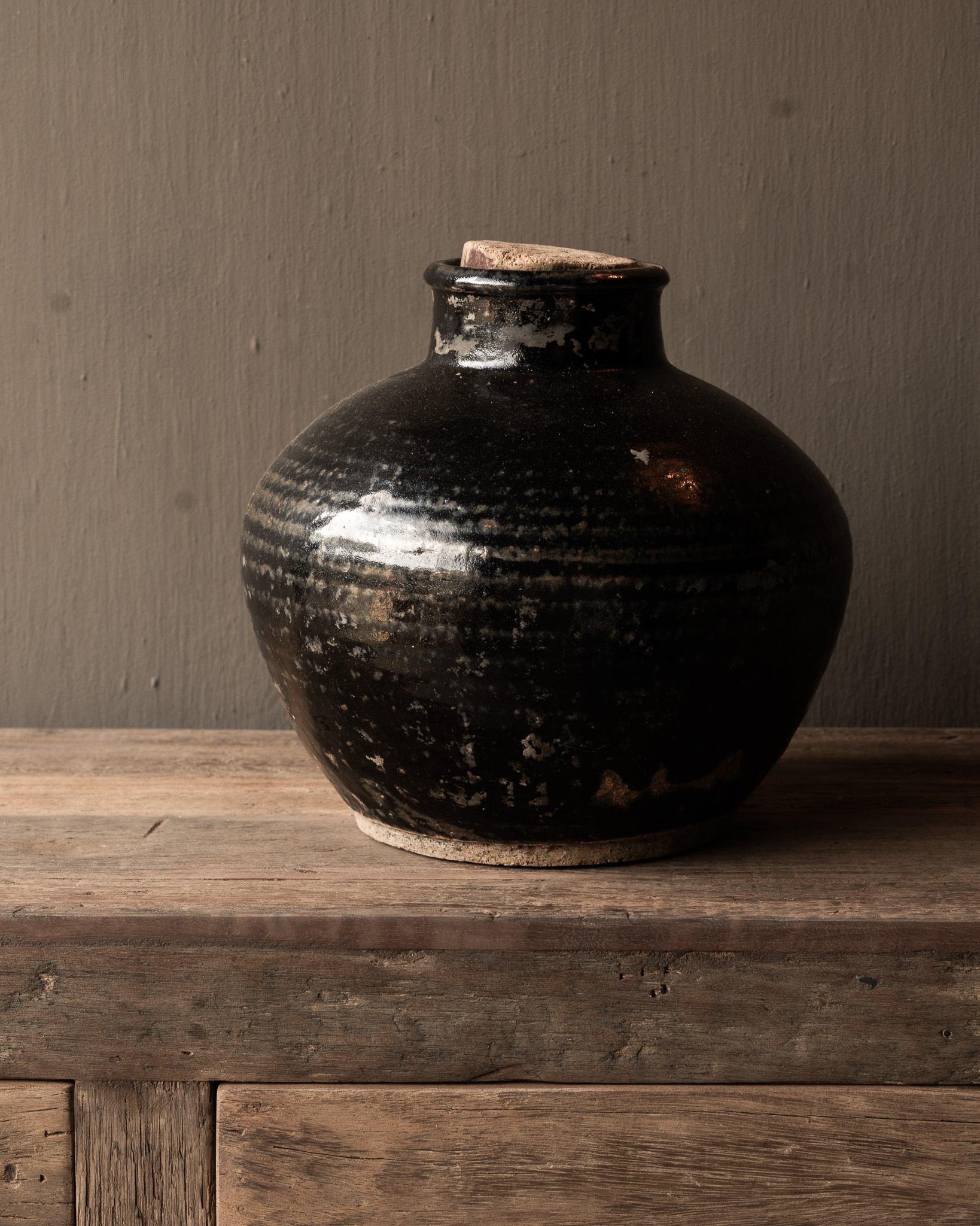 Uniek Wabi Sabi Authentiek geglazuurde kruik met originele dop-7