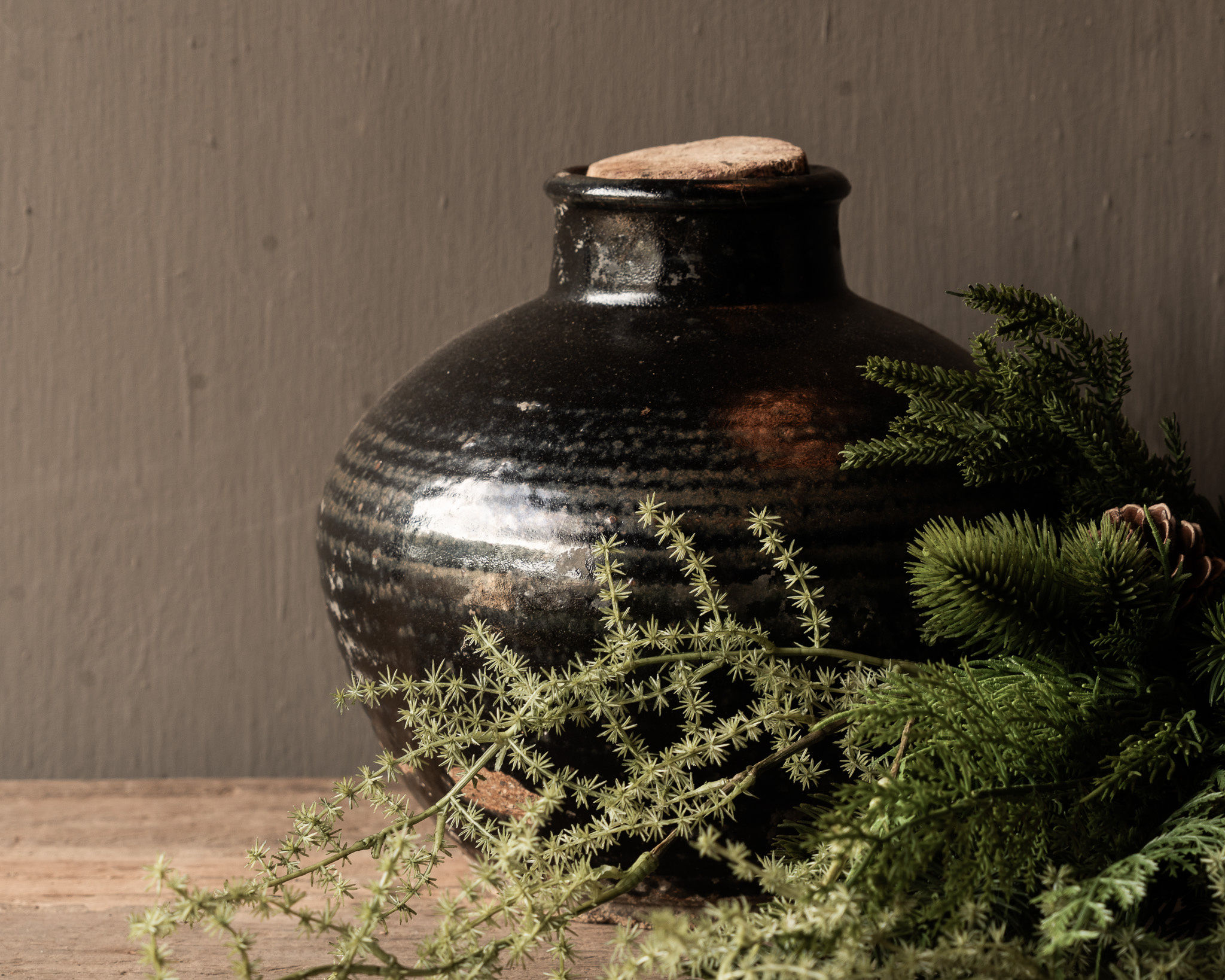 Uniek Wabi Sabi Authentiek geglazuurde kruik met originele dop-8