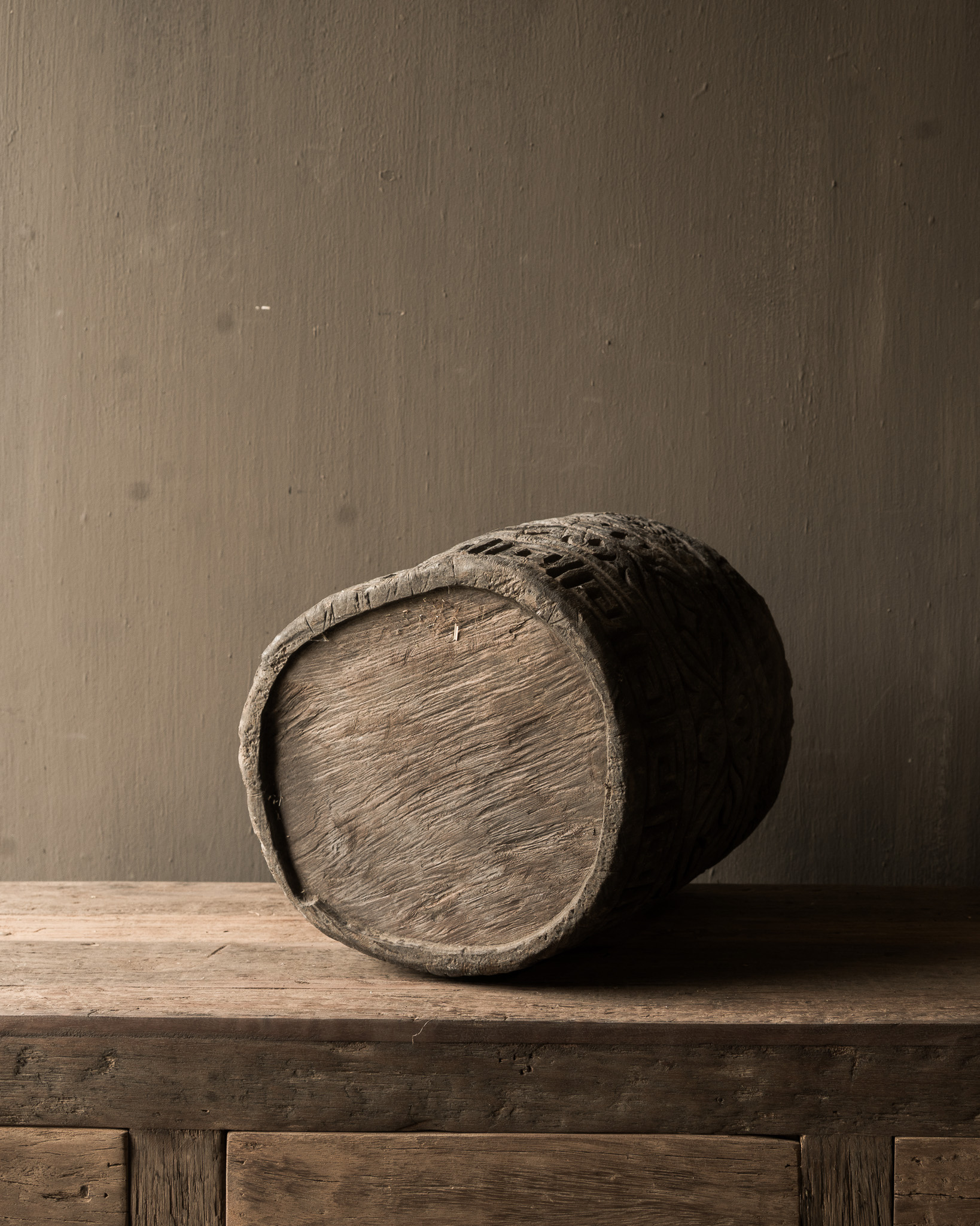 Alter hölzerner Mörser / Topf – Indien-6