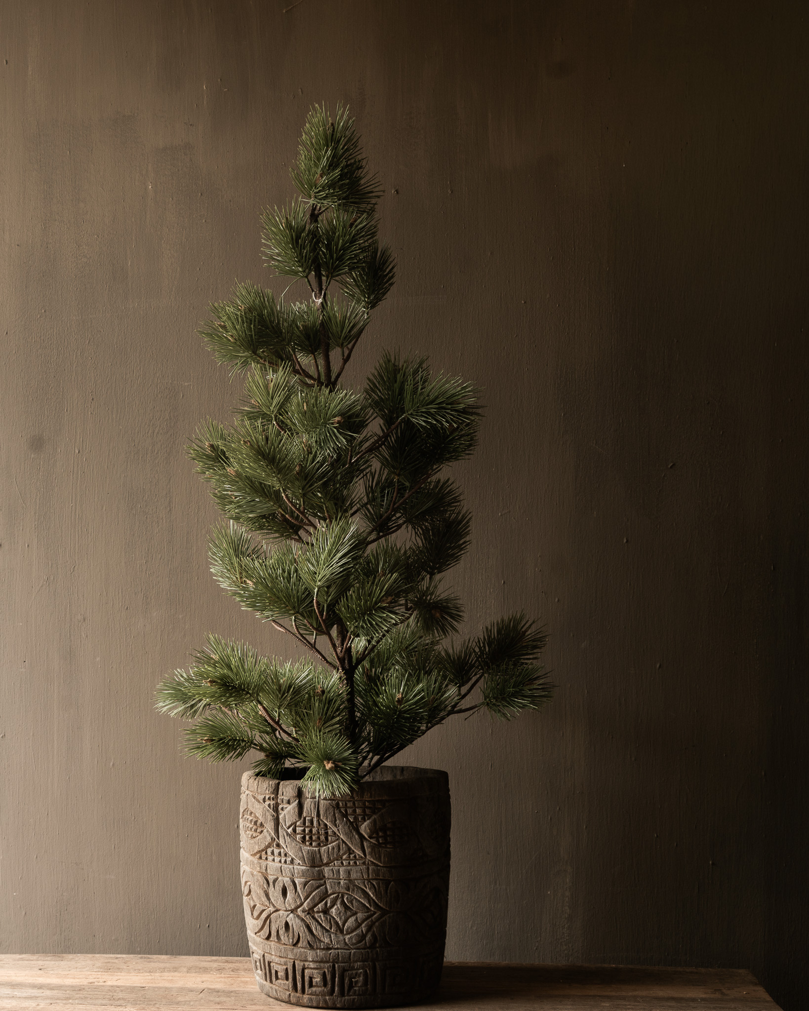 Alter hölzerner Mörser / Topf – Indien-7