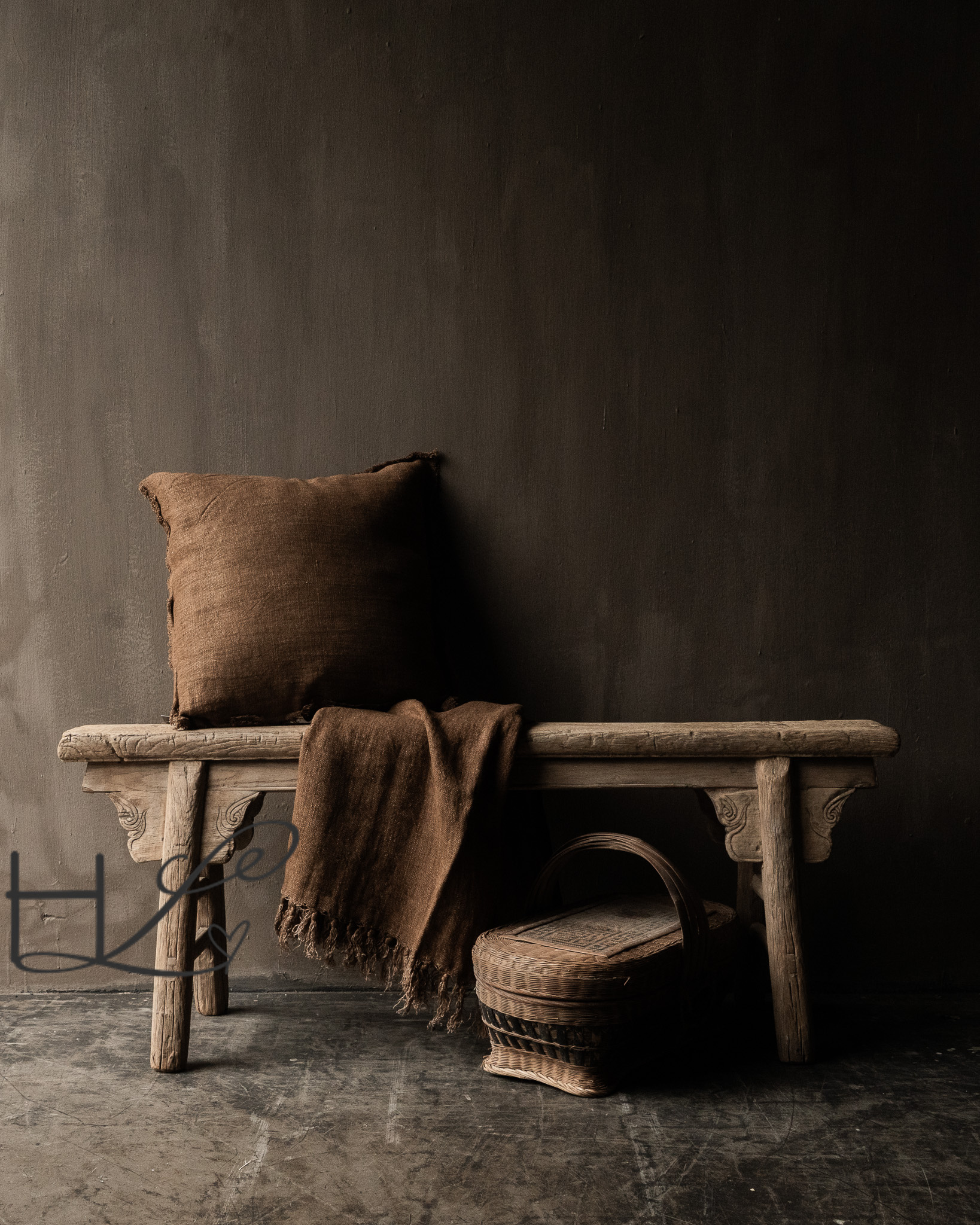 Leinenplaid oder Kissen in der Farbe Rost-3