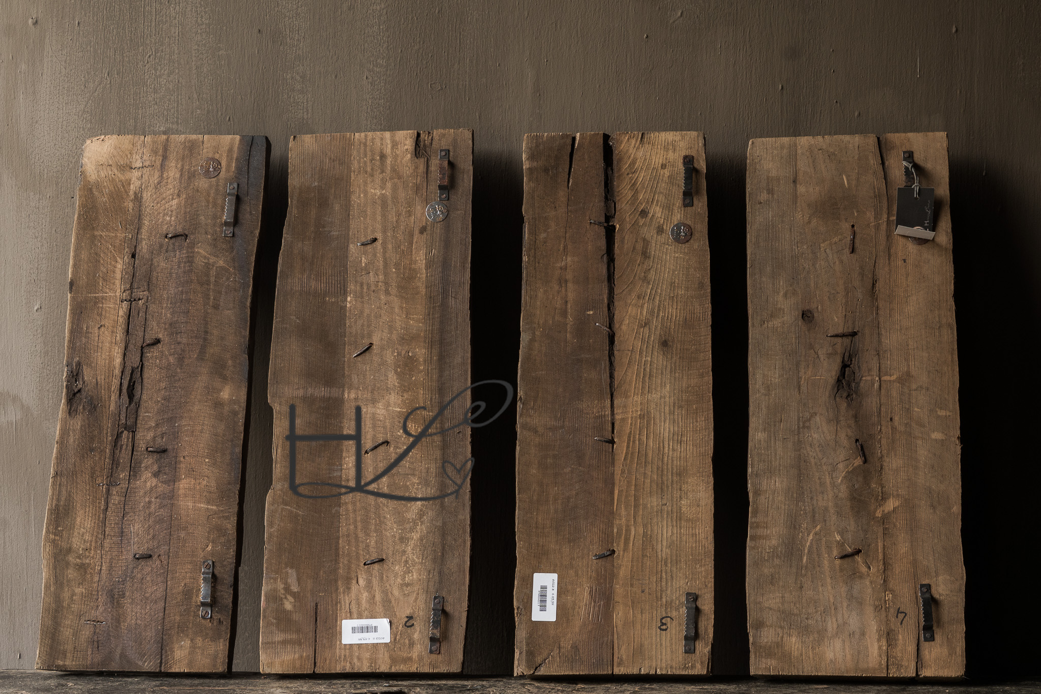 Garderobenständer aus altem Eisenbahnholz mit 4 Eisenhaken 65cm-4