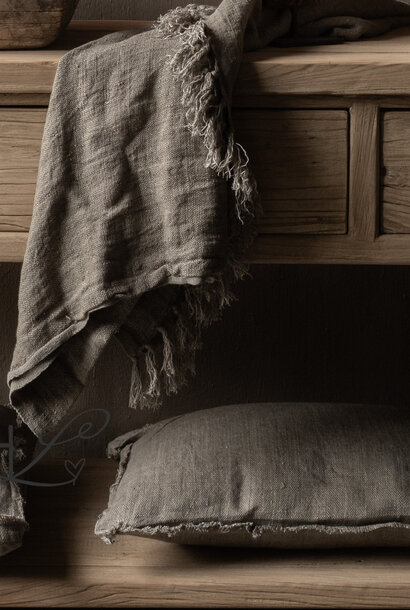 Linen Plaid/Tablecloth in Taupe