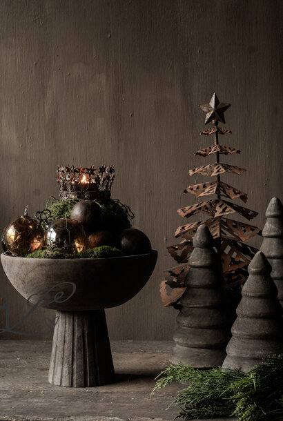 LUKSA Runde Holzschale auf Fuß