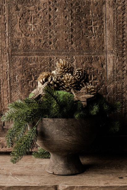 LUKSA Round wooden bowl on foot