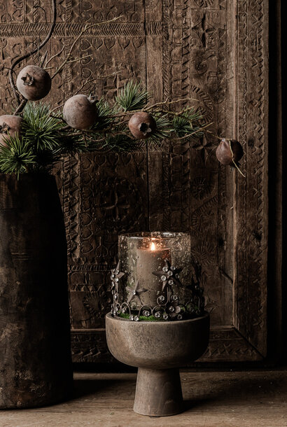 LUKSA Rond houten schaaltje op voetje