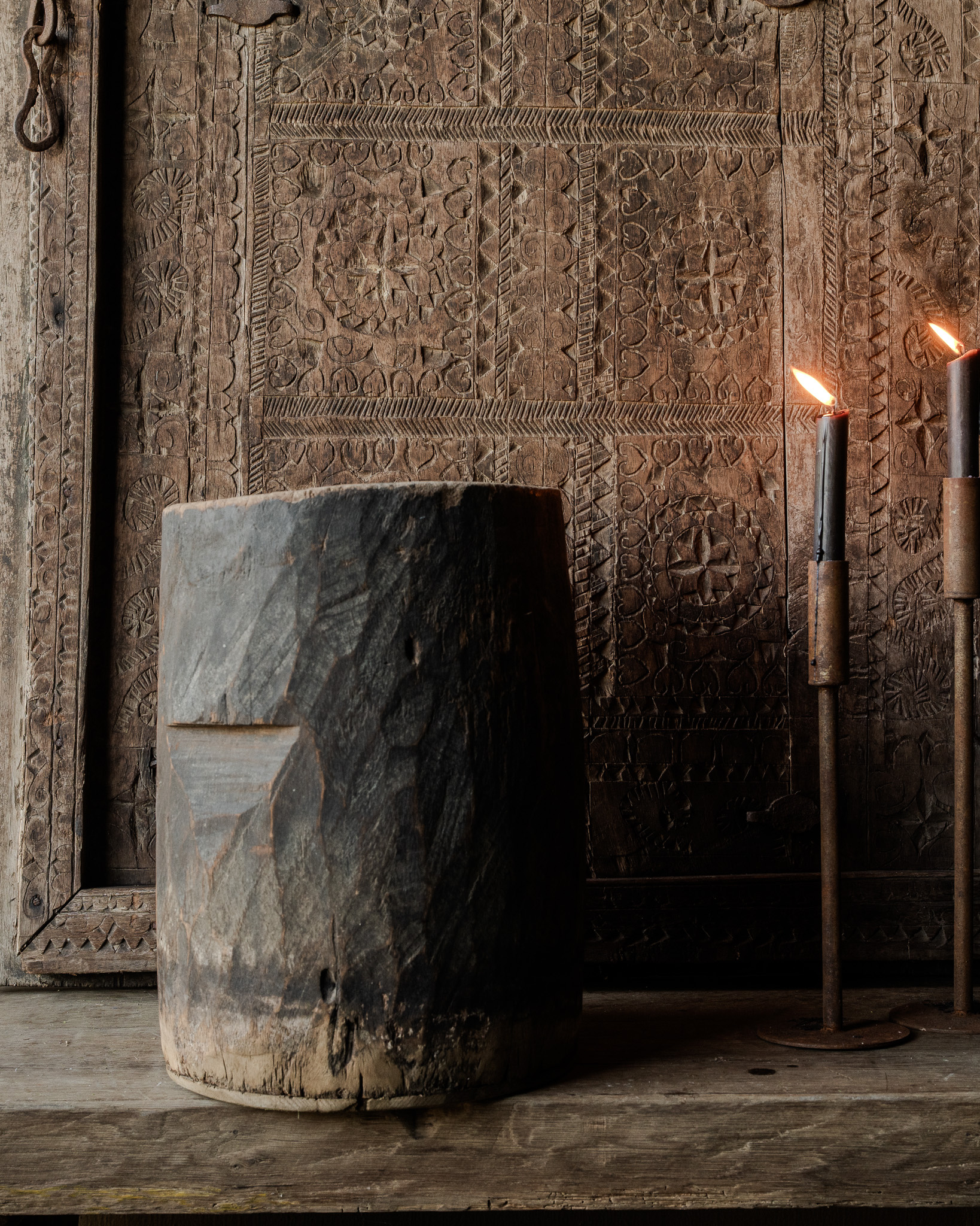 Nepalese oude houten Pot-4