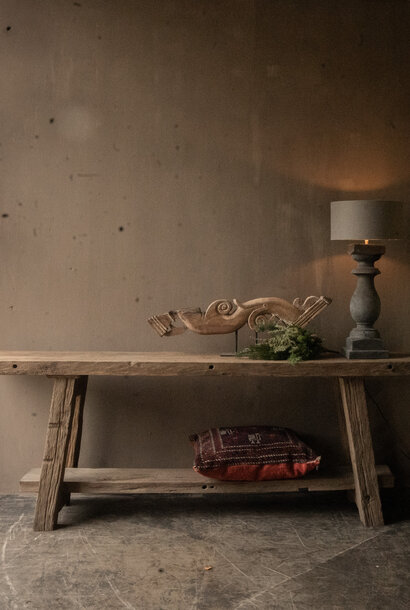 Schöner, stabiler, einzigartiger Beistelltisch / Wandtisch aus Eiche – HOFFZ