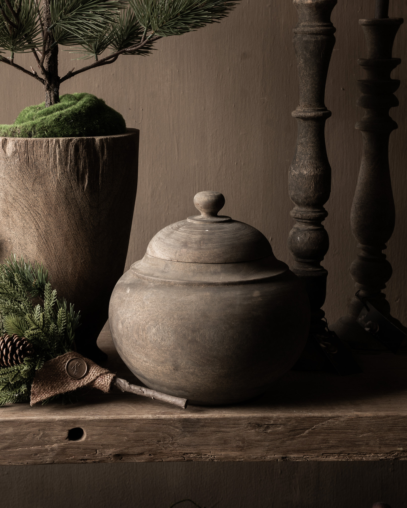 Holztopf mit Deckel LUKSA-2