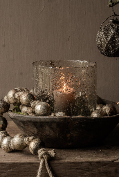 Wunderschöne Weihnachtskugelgirlande aus Glas, matt champagnerfarben, 125 cm