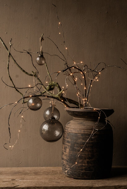 Weihnachtskugel aus Glas und Metall | Rauchgrau