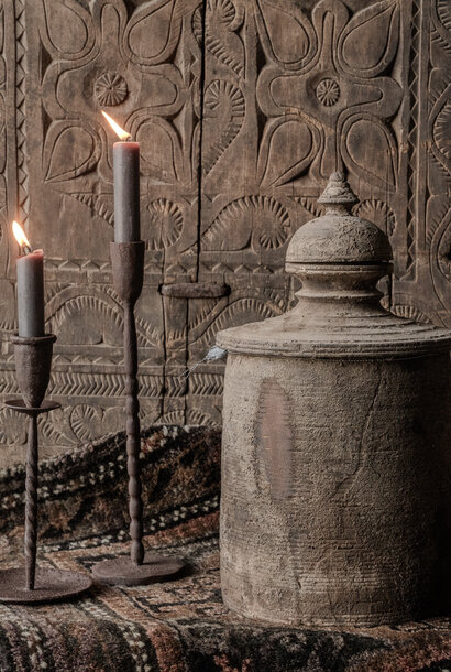Original Old wooden Nepalese Jar / Pot with lid HOFFZ